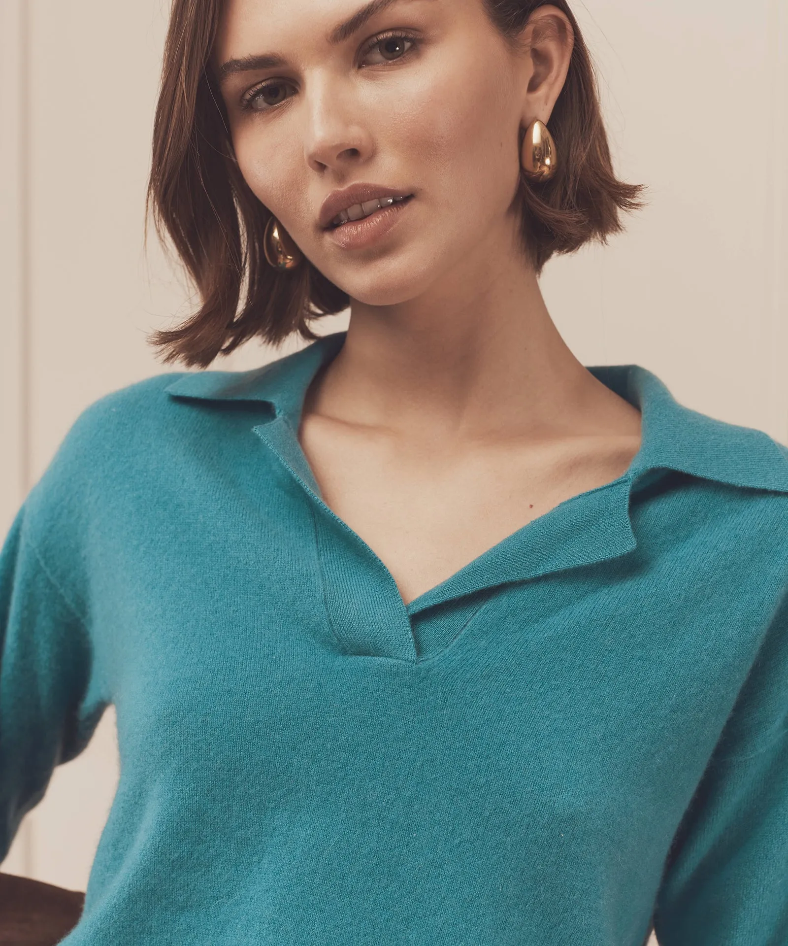 Long Sleeve V-Neck Polo sold by Naadam product image thumbnail 4