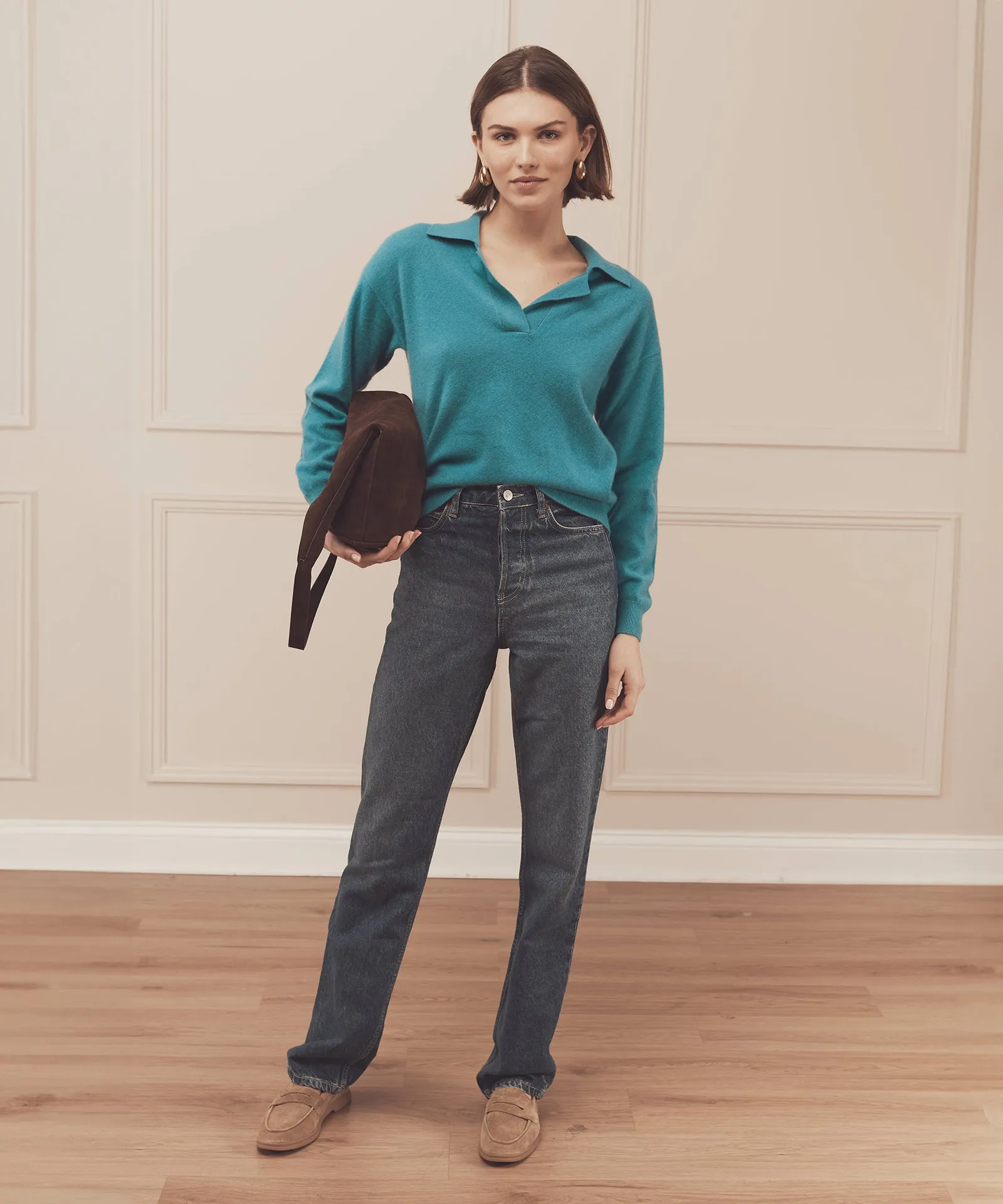 Long Sleeve V-Neck Polo sold by Naadam