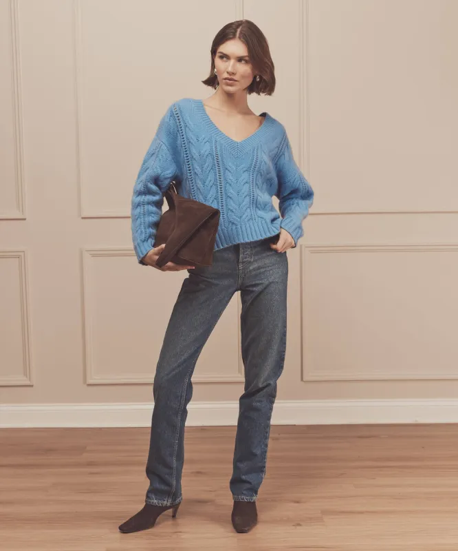Wool Cashmere Statement Cable V-Neck sold by Naadam