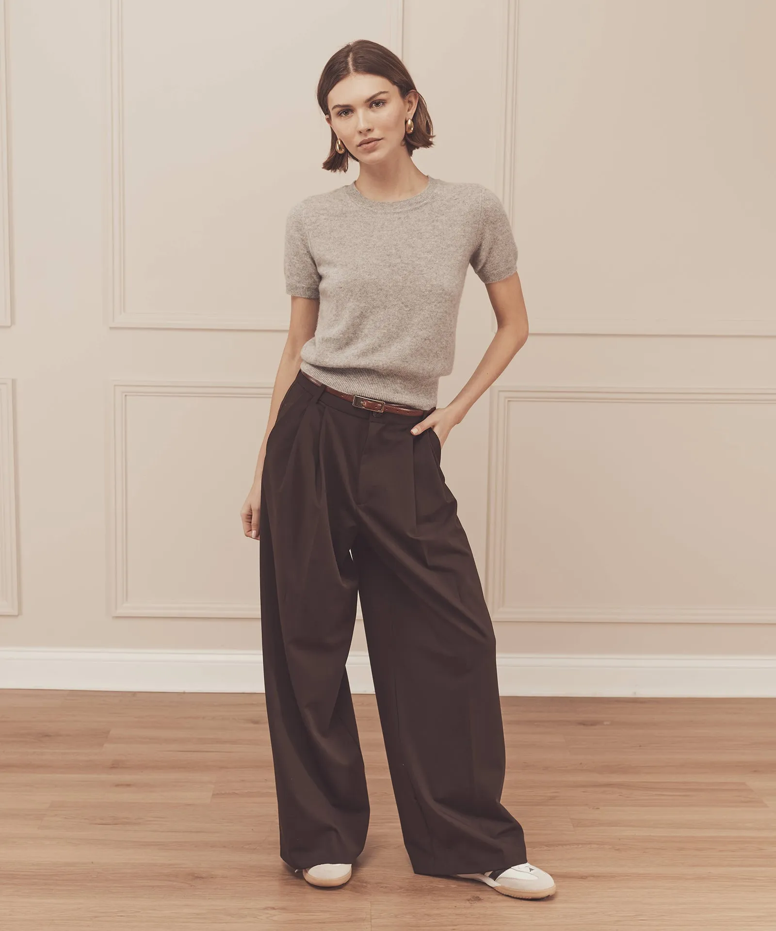 Cashmere Short Sleeve Cropped Pullover sold by Naadam product image thumbnail 3