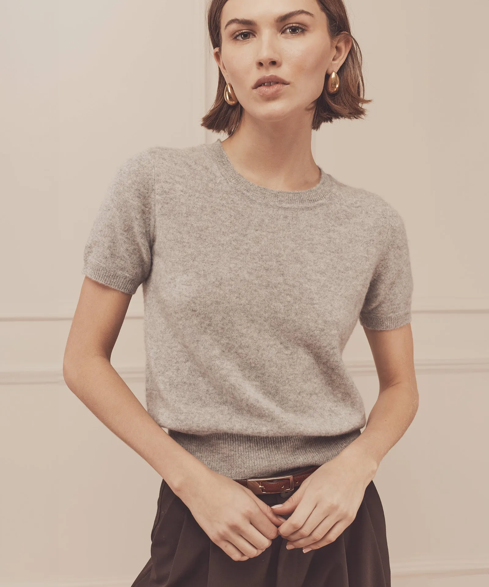 Cashmere Short Sleeve Cropped Pullover sold by Naadam
