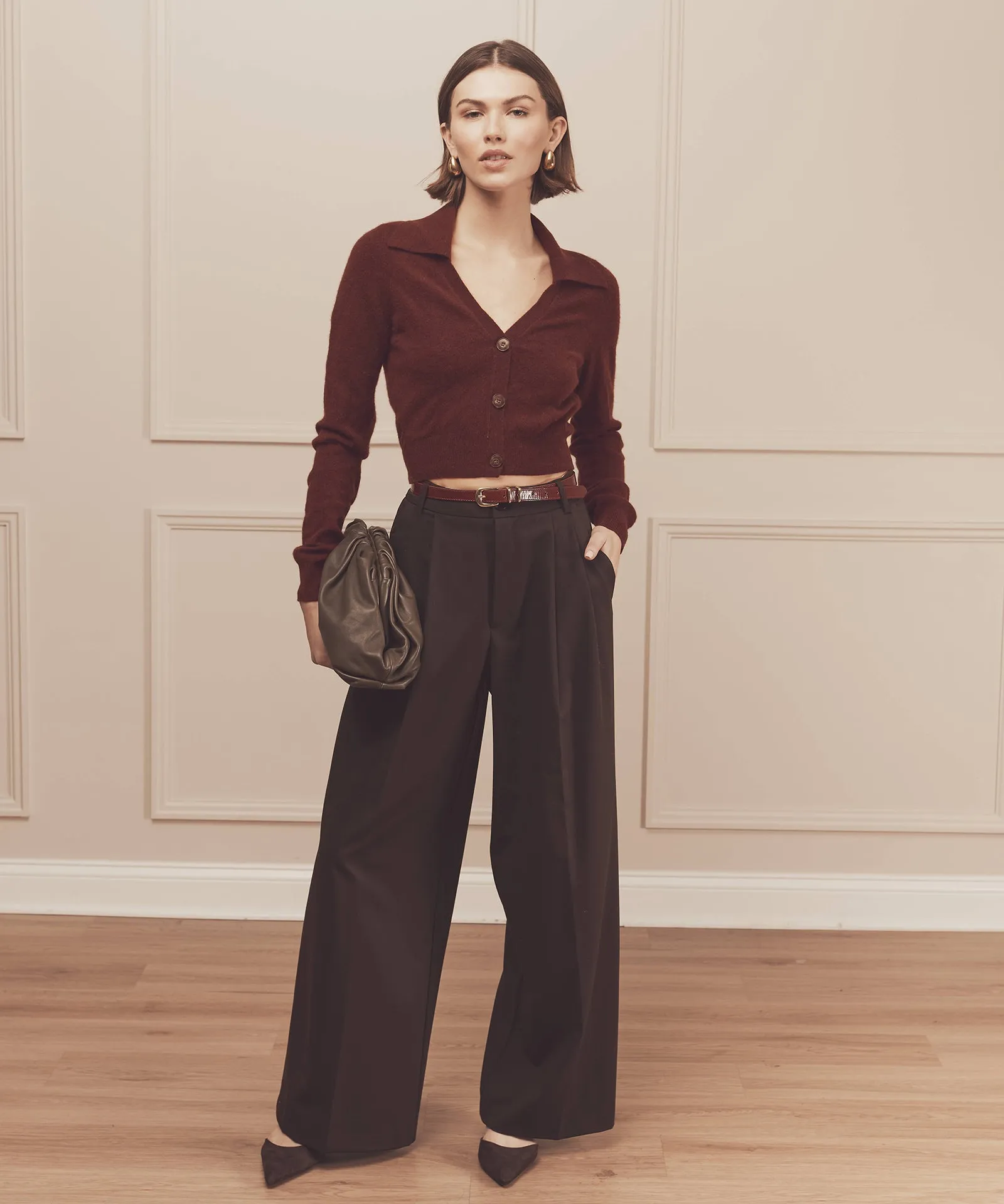 Cashmere Cropped Polo Cardigan sold by Naadam product image thumbnail 2