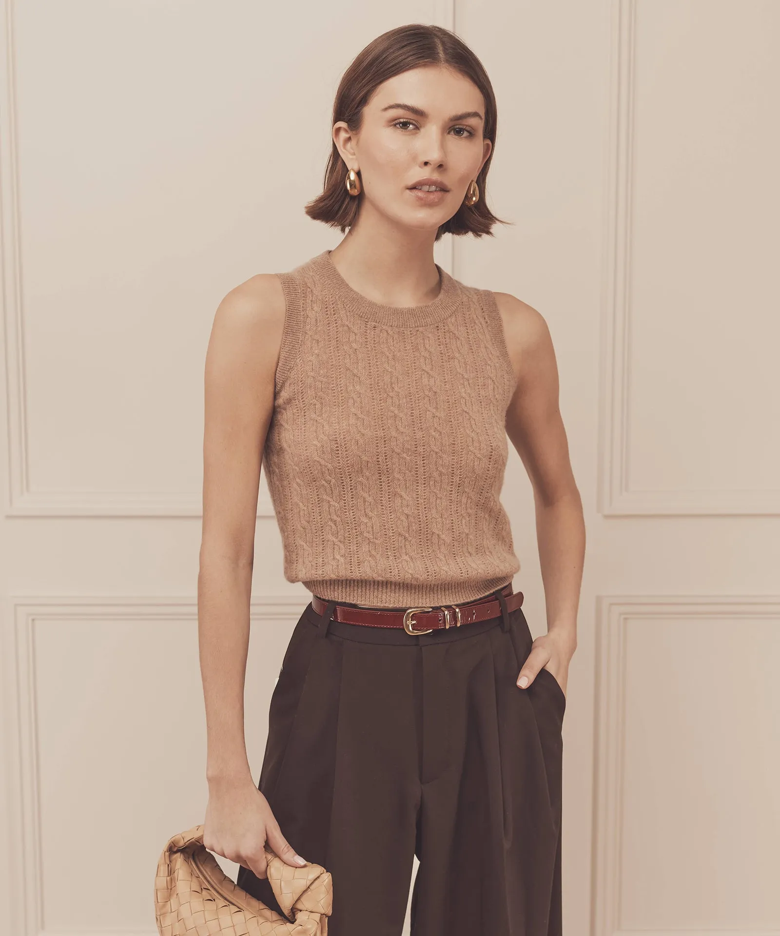 Cashmere Open Cable Sleeveless Top sold by Naadam product image thumbnail 2