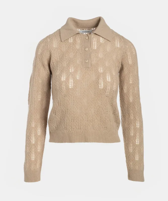 Cashmere Pointelle Polo sold by Naadam