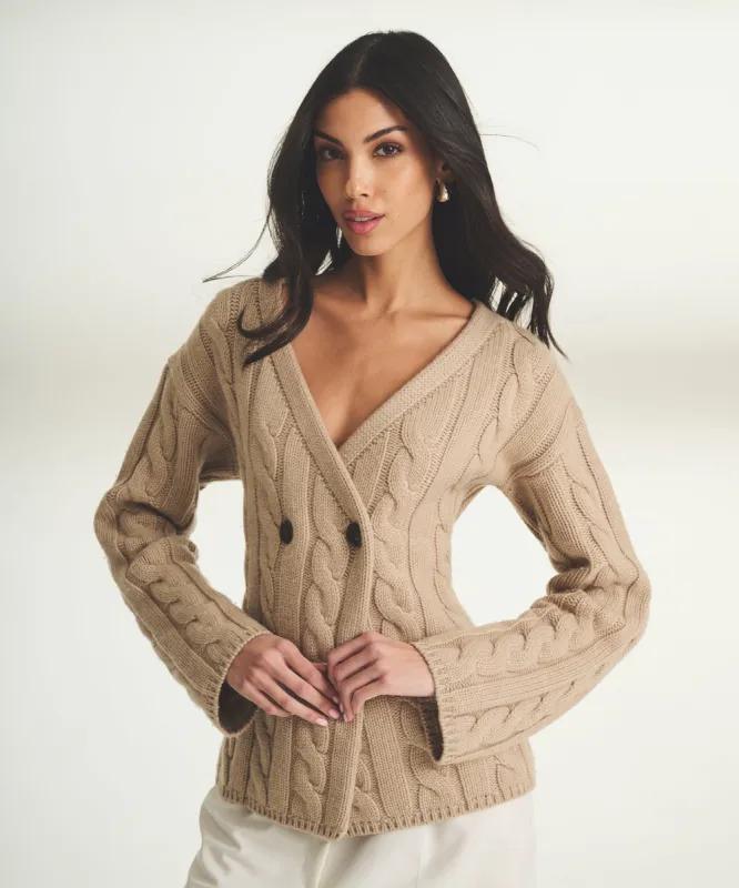 Super Luxe Cashmino Cable Double Breasted Cardigan sold by Naadam