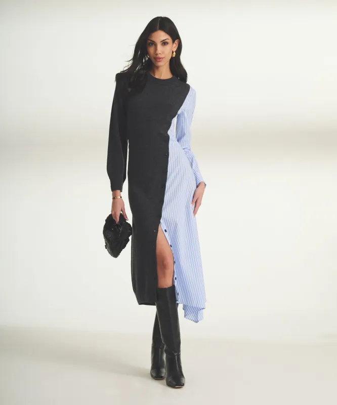 Wool Cashmere Mixed Media Asymmetrical Midi Dress sold by Naadam