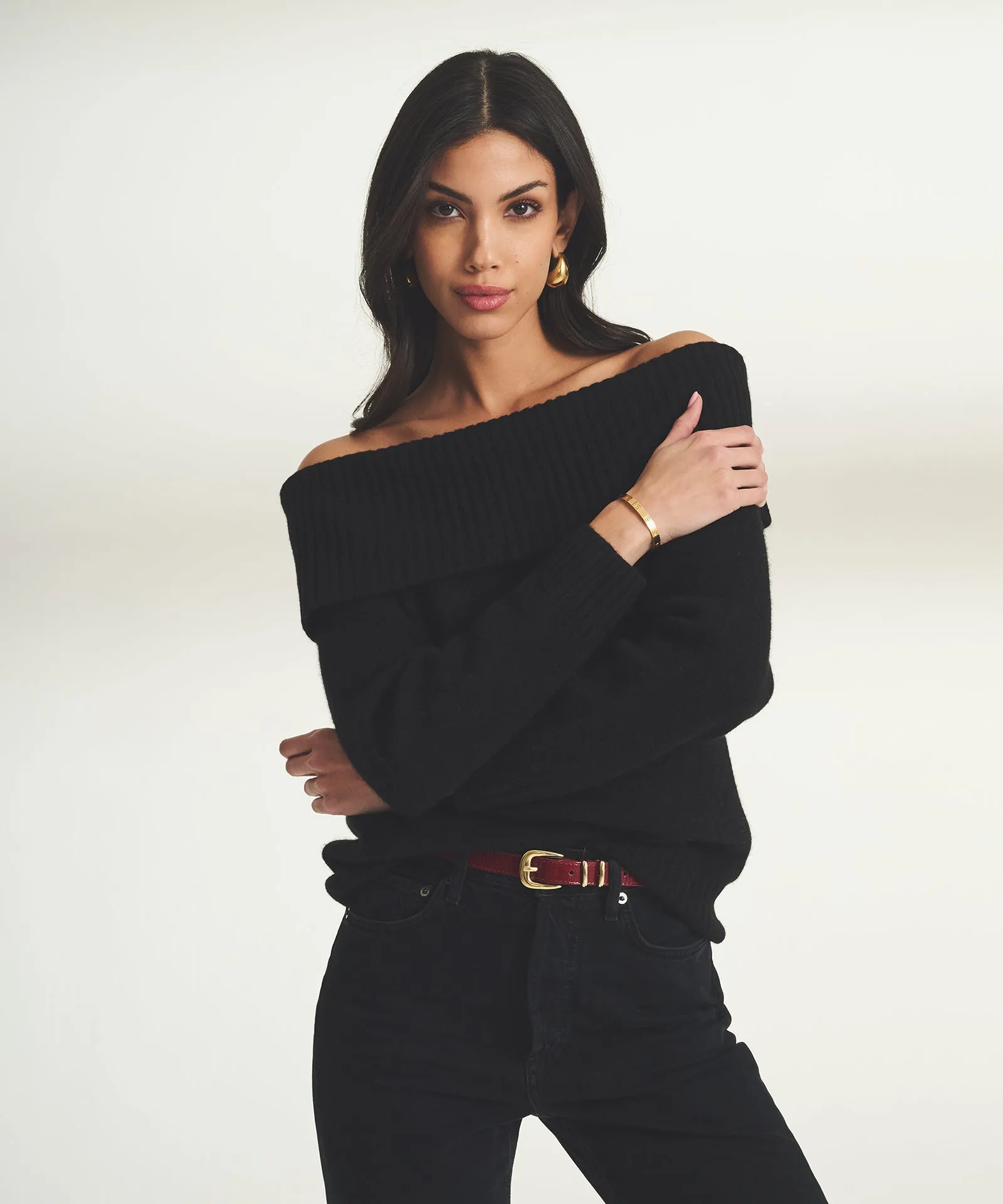 Super Luxe Cashmere Off the Shoulder Top sold by Naadam