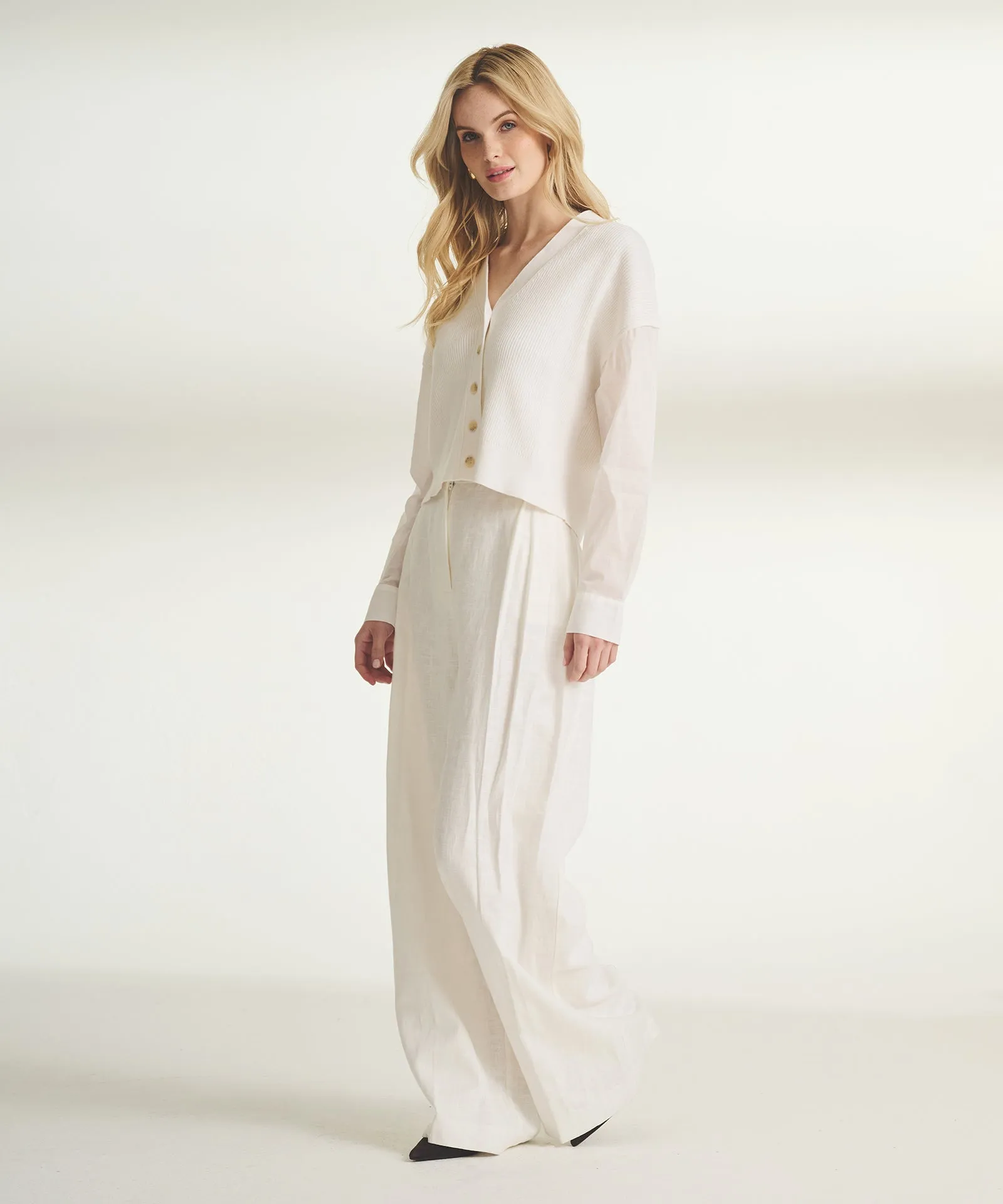 Cotton Cashmere and Cotton Gauze Mixed Media Cardigan sold by Naadam product image thumbnail 4