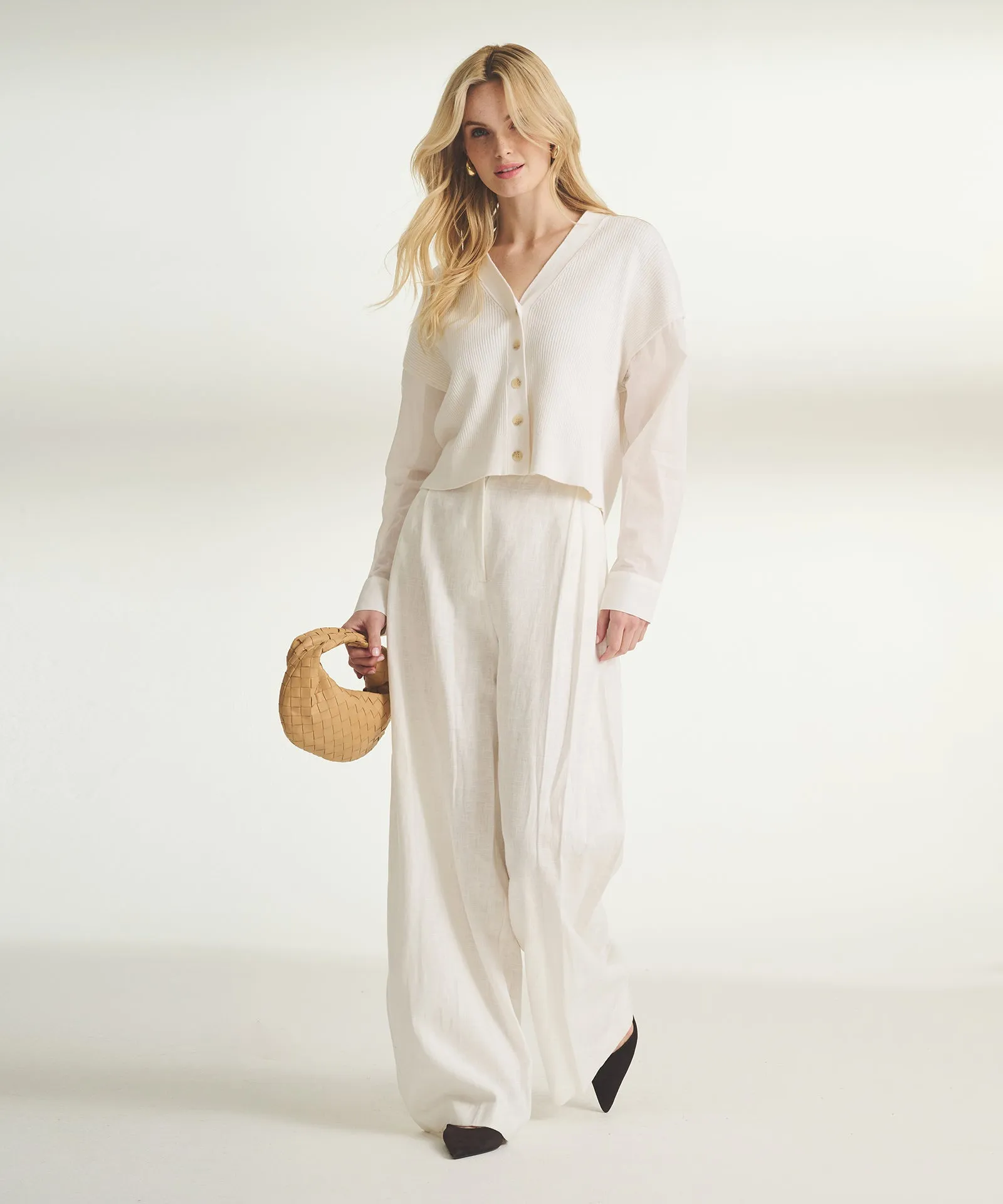 Cotton Cashmere and Cotton Gauze Mixed Media Cardigan sold by Naadam product image thumbnail 2