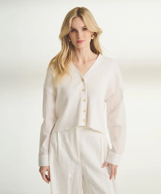 Cotton Cashmere and Cotton Gauze Mixed Media Cardigan sold by Naadam