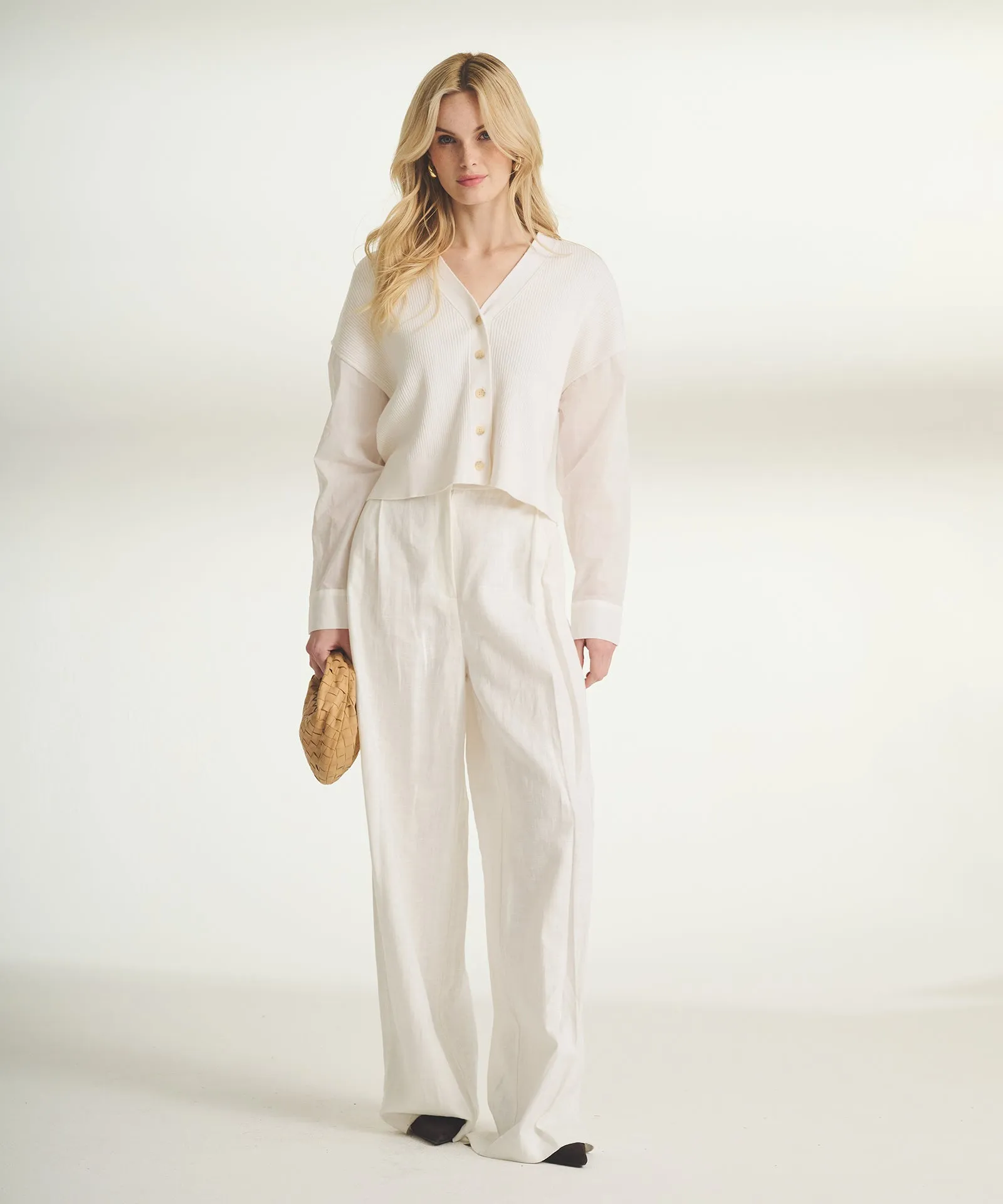 Cotton Cashmere and Cotton Gauze Mixed Media Cardigan sold by Naadam product image thumbnail 3