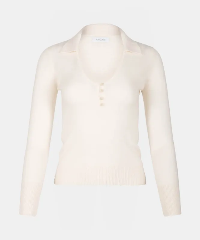 Cashmere Polo with Button Detail sold by Naadam