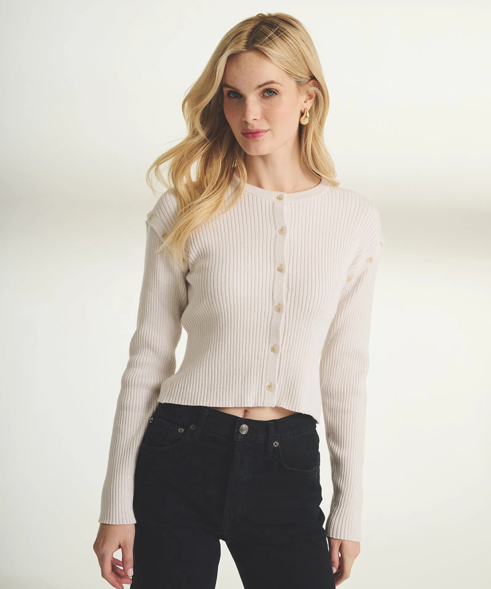 Cotton Cashmere Marled Convertible Sleeve Cardigan sold by NAADAM