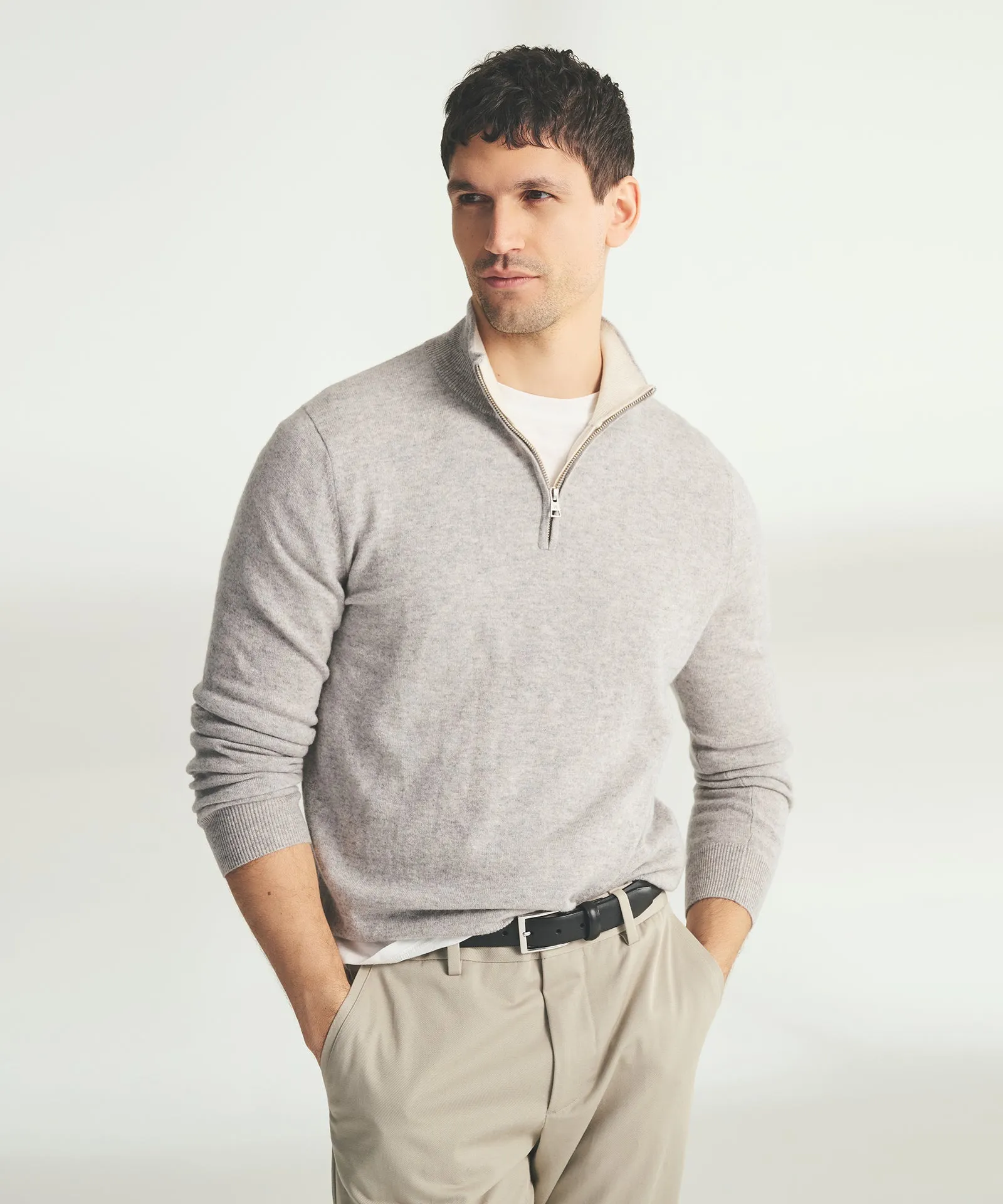 Signature Cashmere Color Blocked Quarter Zip sold by NAADAM product image thumbnail 2