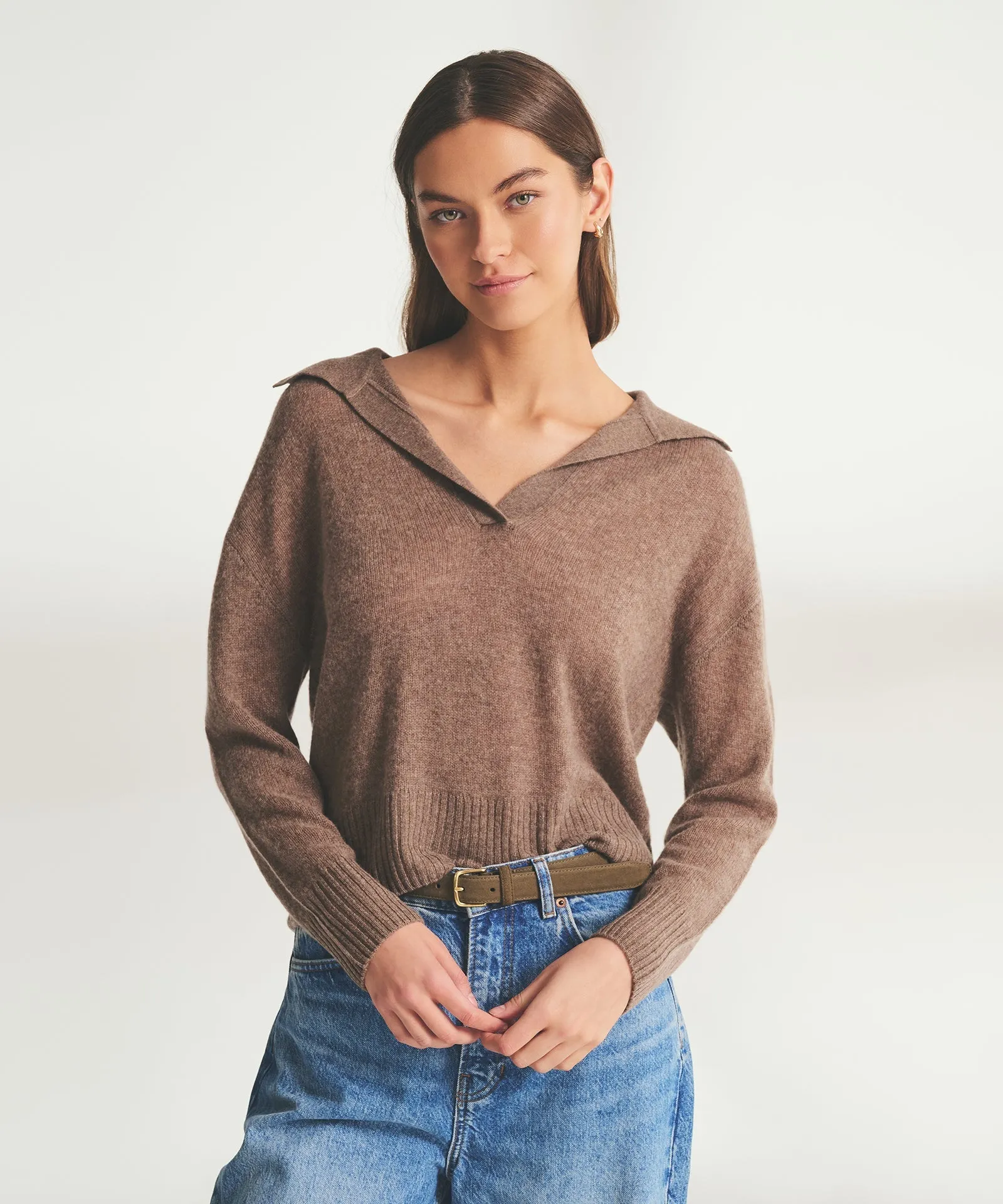 Featherweight Cashmere Polo Sweater sold by NAADAM