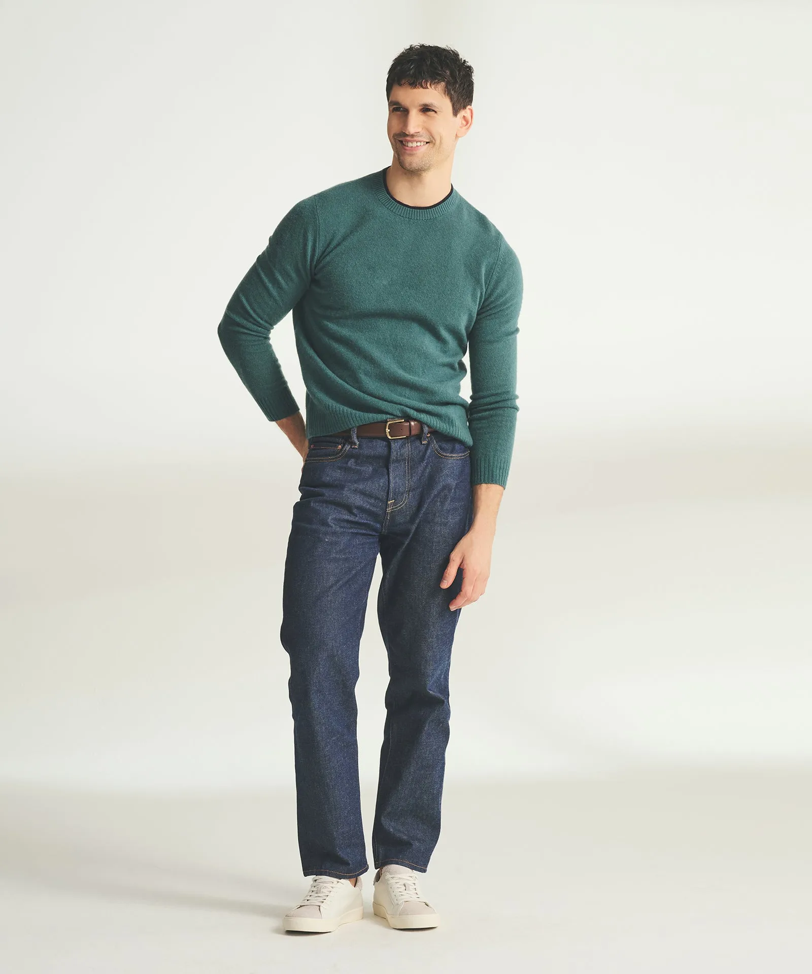 Lightweight Cashmere Contrast Trim Crewneck Sweater sold by NAADAM product image thumbnail 3