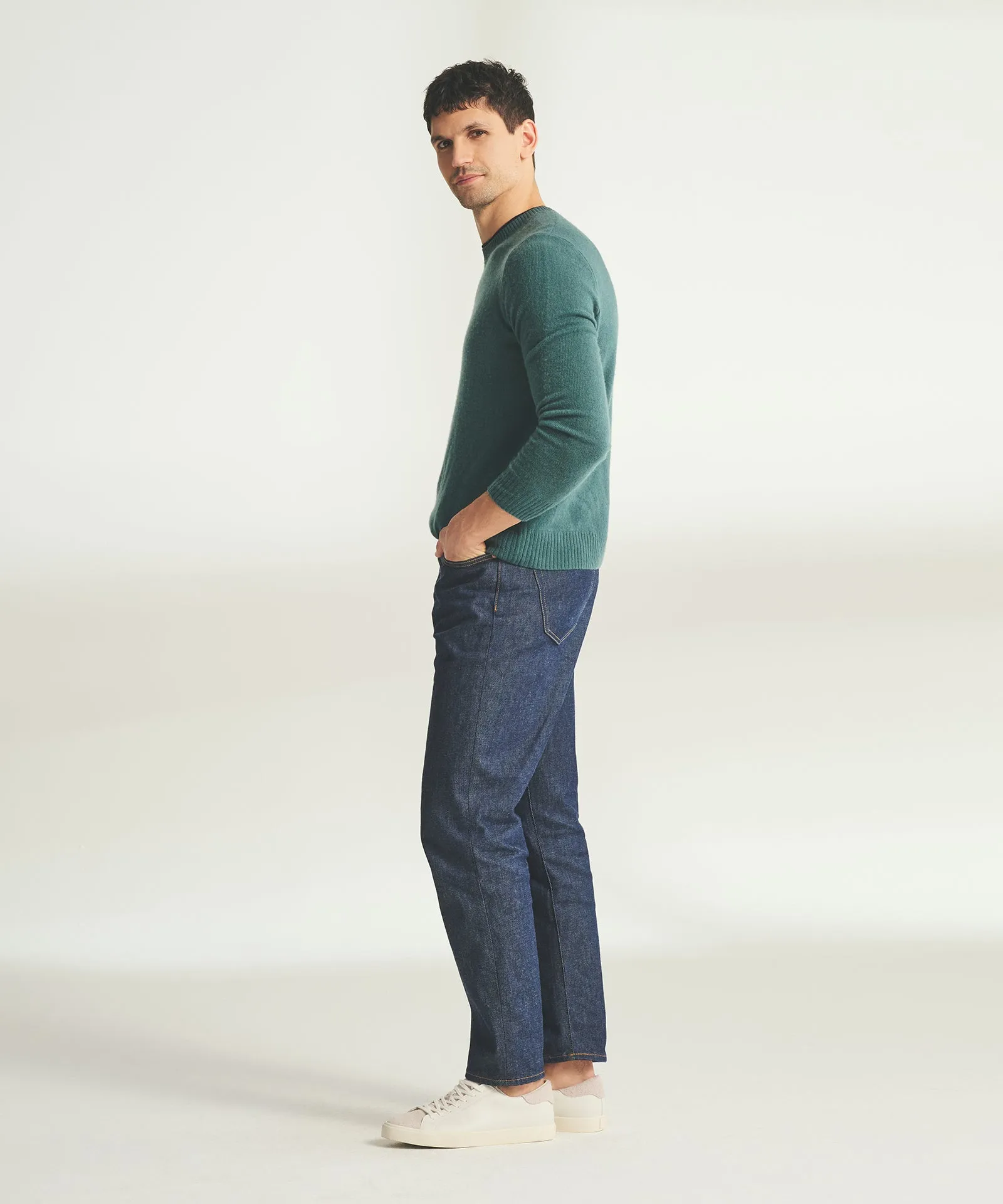 Lightweight Cashmere Contrast Trim Crewneck Sweater sold by NAADAM product image thumbnail 4