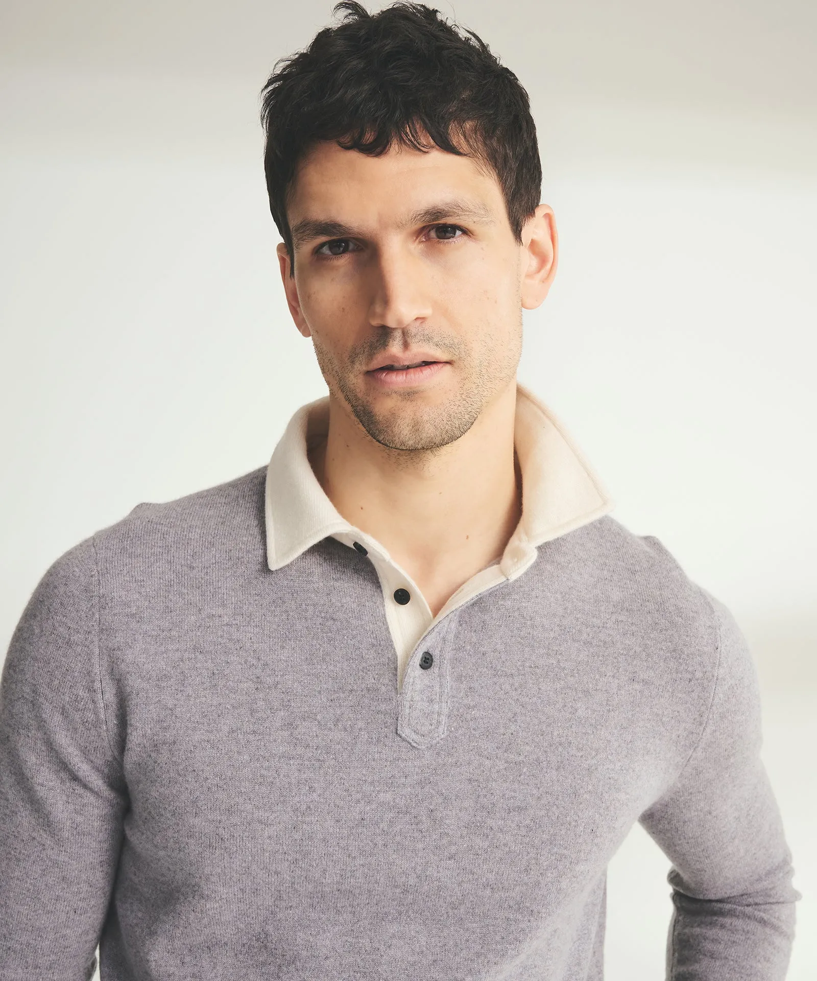 Signature Cashmere Long Sleeve Polo with Contrast Collar sold by Naadam product image thumbnail 4