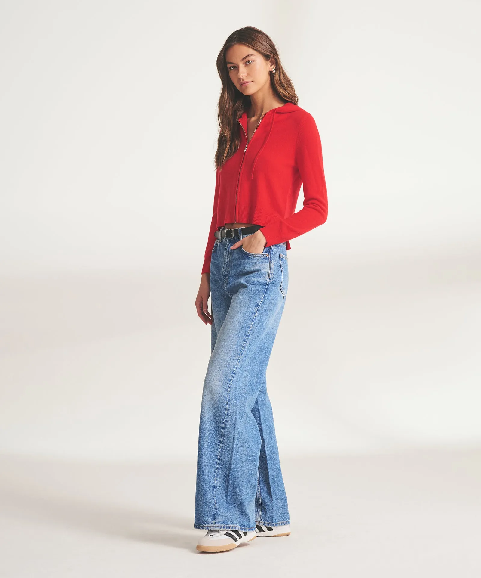 Signature Cashmere Cropped Zip Up Hoodie sold by NAADAM product image thumbnail 4