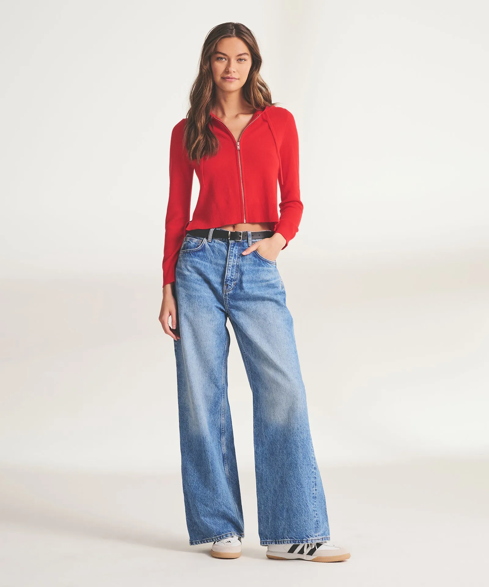 Signature Cashmere Cropped Zip Up Hoodie sold by NAADAM product image thumbnail 2