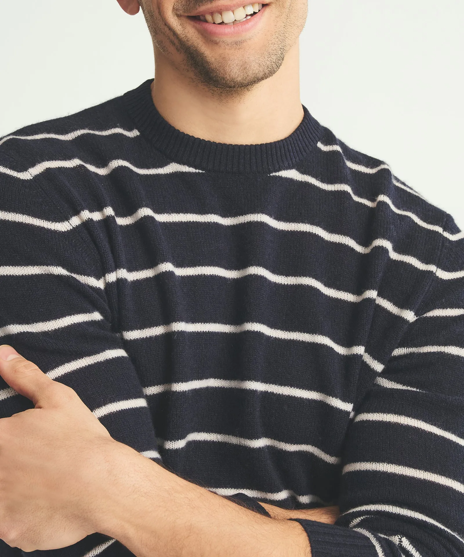 Lightweight Cashmere Striped Crewneck sold by Naadam product image thumbnail 3