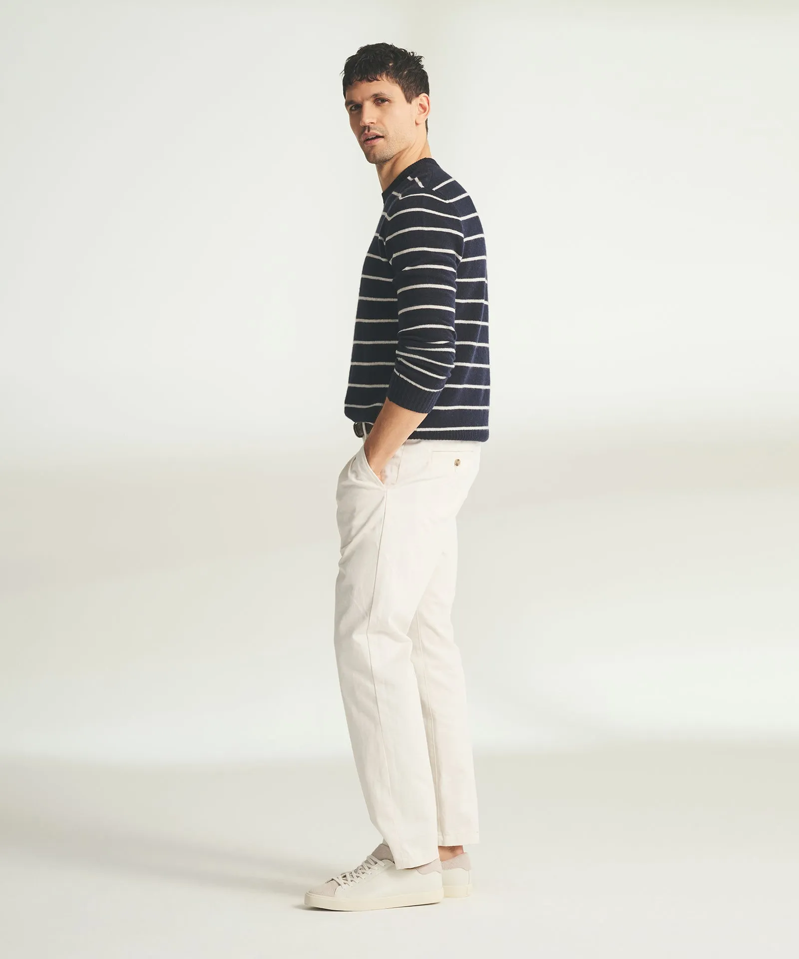 Lightweight Cashmere Striped Crewneck sold by Naadam product image thumbnail 5