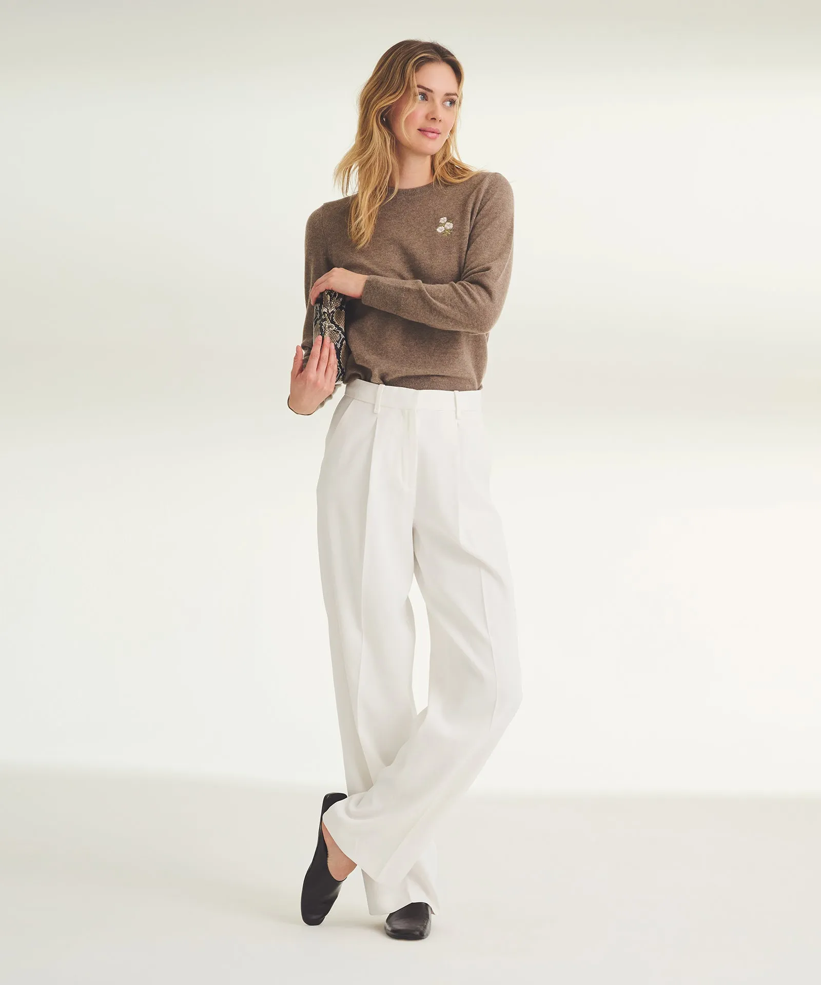 Women's Embroidered Flowers Cashmere Sweater sold by Naadam product image thumbnail 4