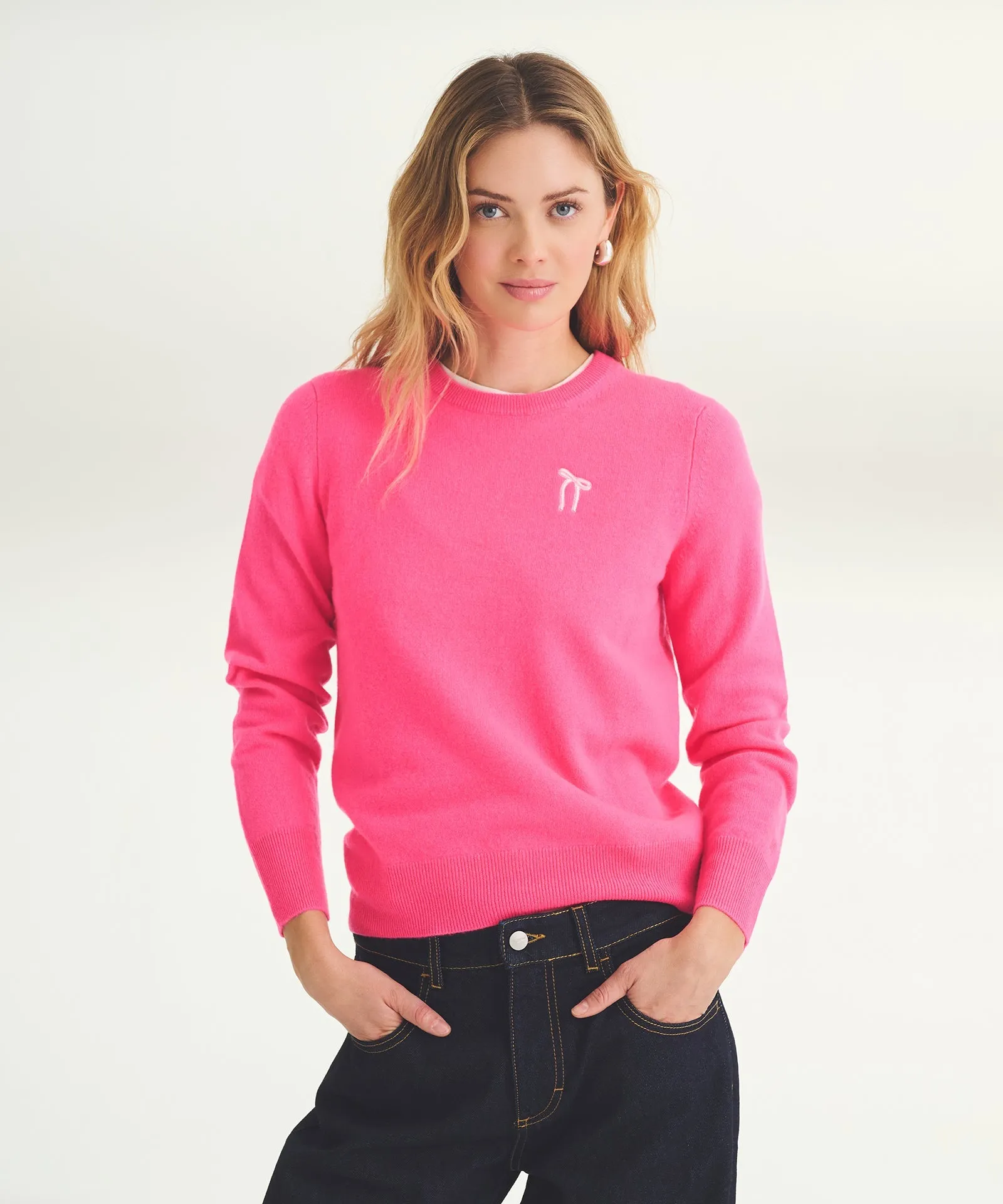 Women's Embroidered Bow Cashmere Sweater sold by Naadam product image thumbnail 2