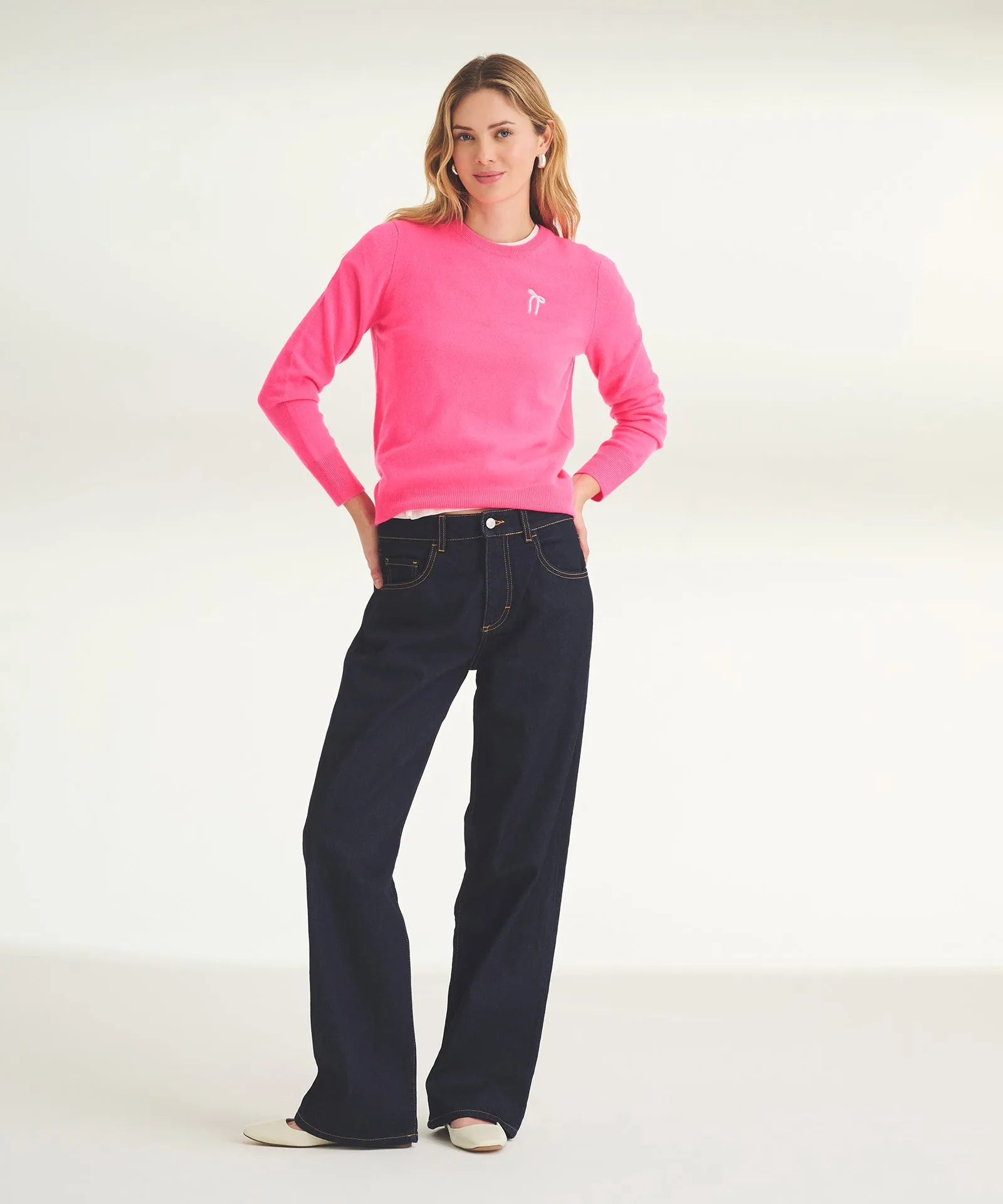 Women's Embroidered Bow Cashmere Sweater sold by Naadam product image thumbnail 3