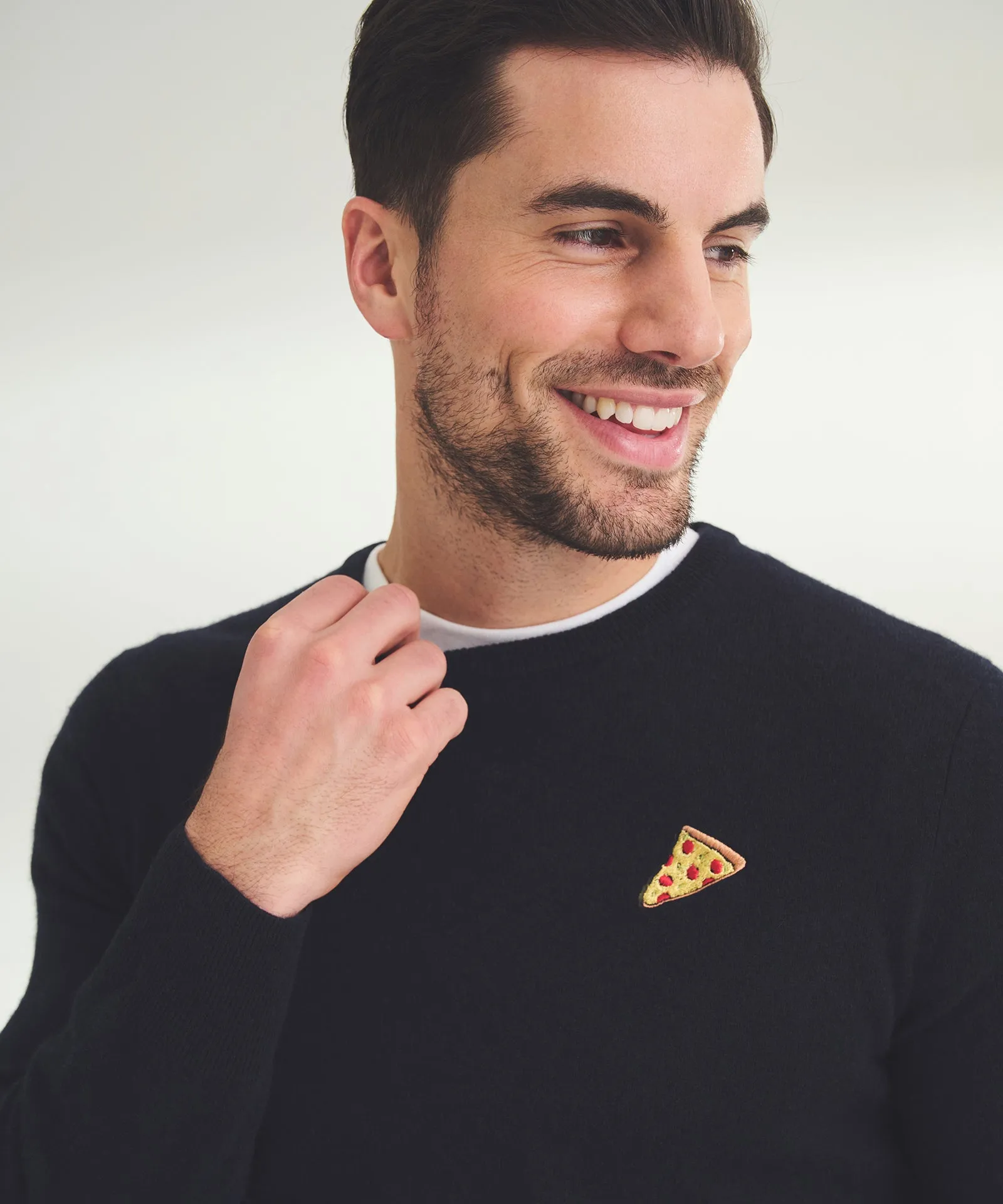 Men's Embroidered Pizza Cashmere Sweater sold by Naadam