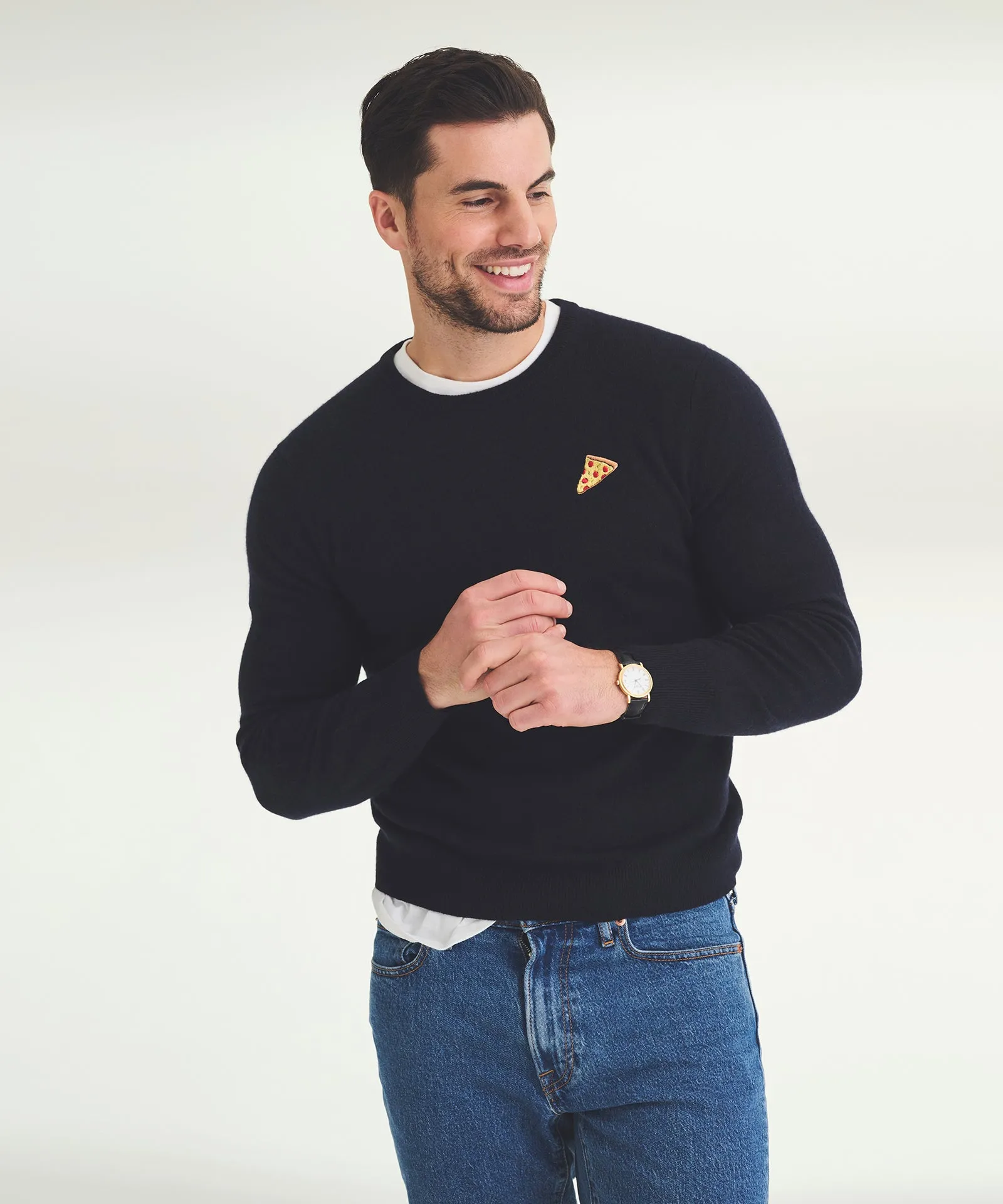 Men's Embroidered Pizza Cashmere Sweater sold by Naadam product image thumbnail 2