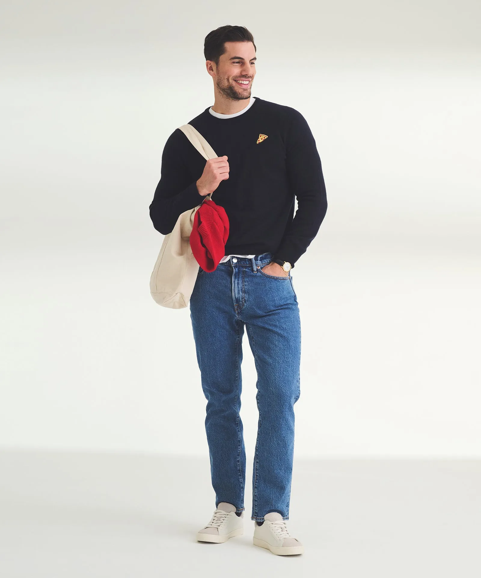 Men's Embroidered Pizza Cashmere Sweater sold by Naadam product image thumbnail 3