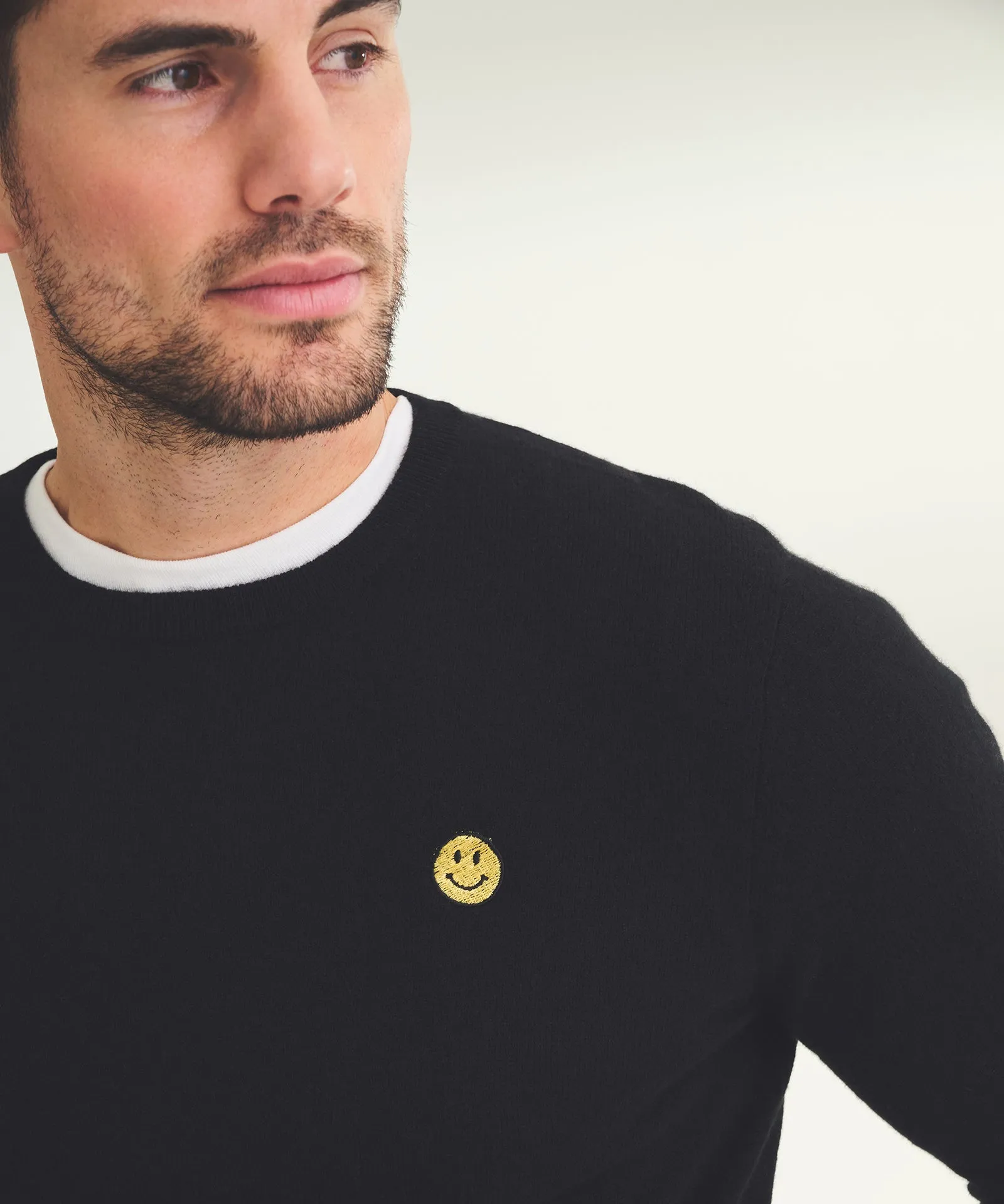 Men's Embroidered Smiley Face Cashmere Sweater sold by Naadam product image thumbnail 3