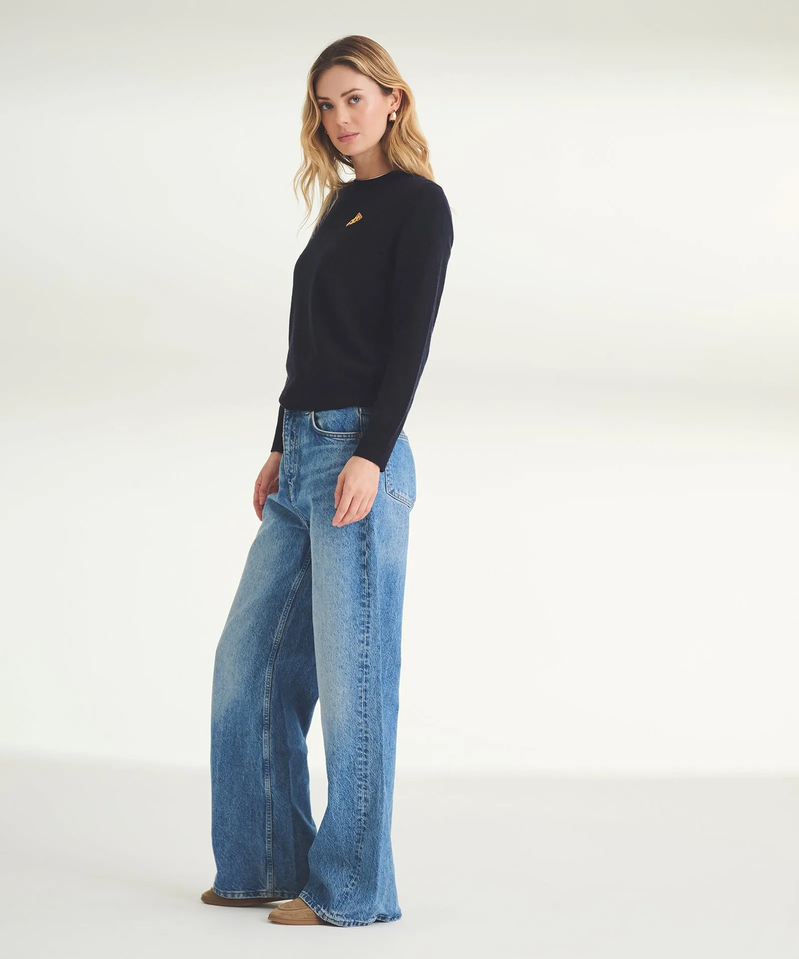 Women's Embroidered Pizza Cashmere Sweater sold by Naadam product image thumbnail 5