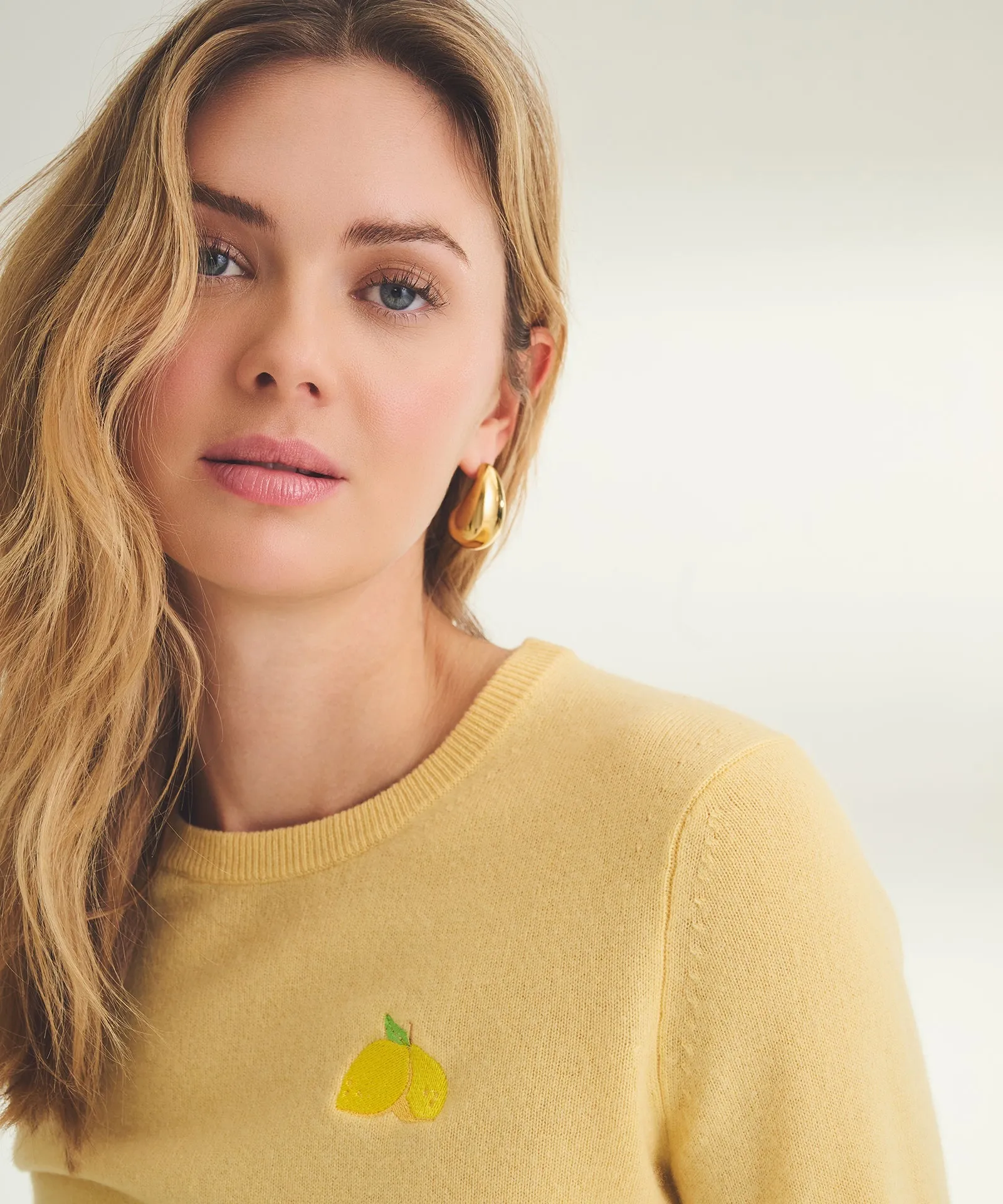 Women's Embroidered Lemons Cashmere Sweater sold by Naadam product image thumbnail 2