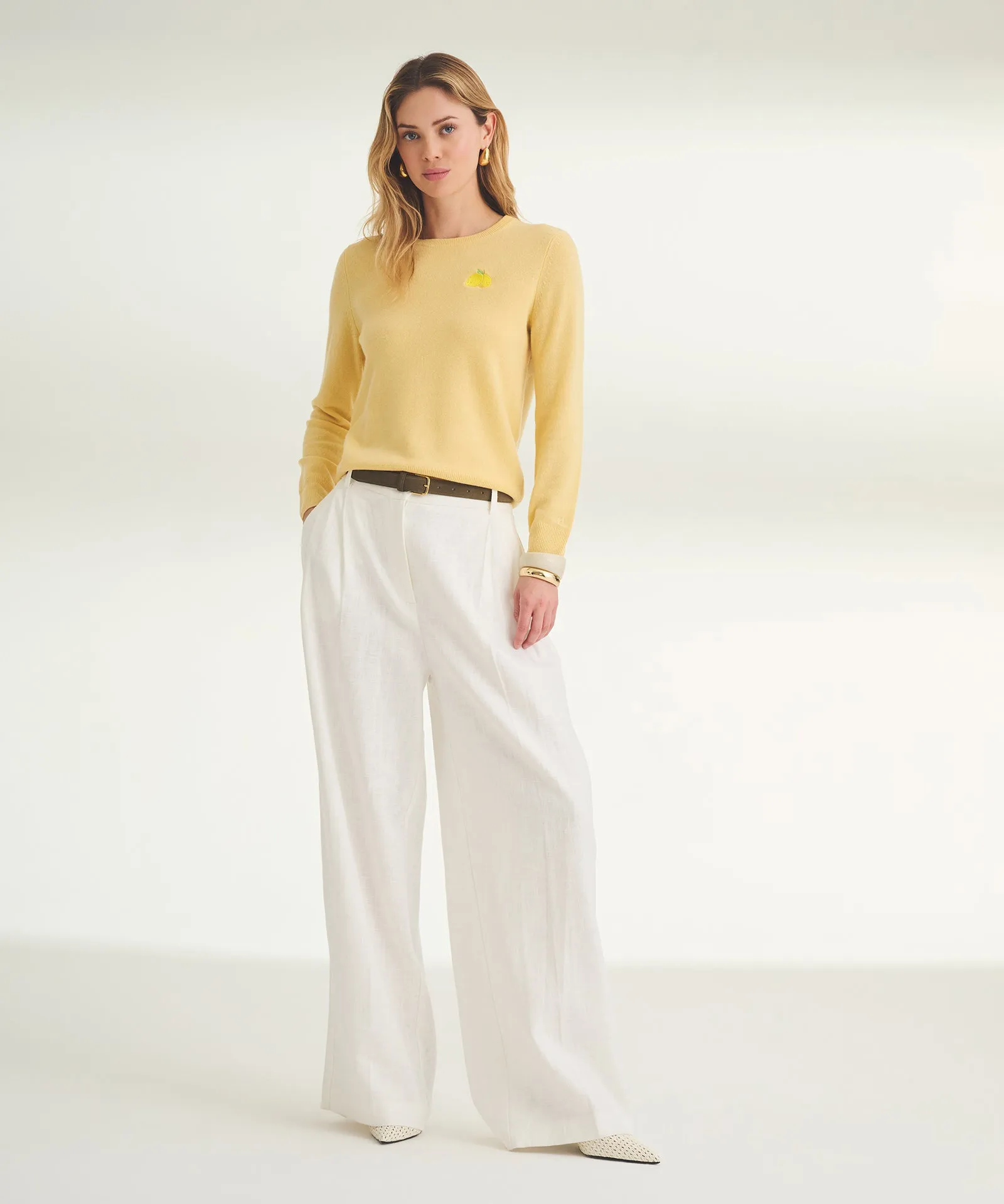 Women's Embroidered Lemons Cashmere Sweater sold by Naadam product image thumbnail 3