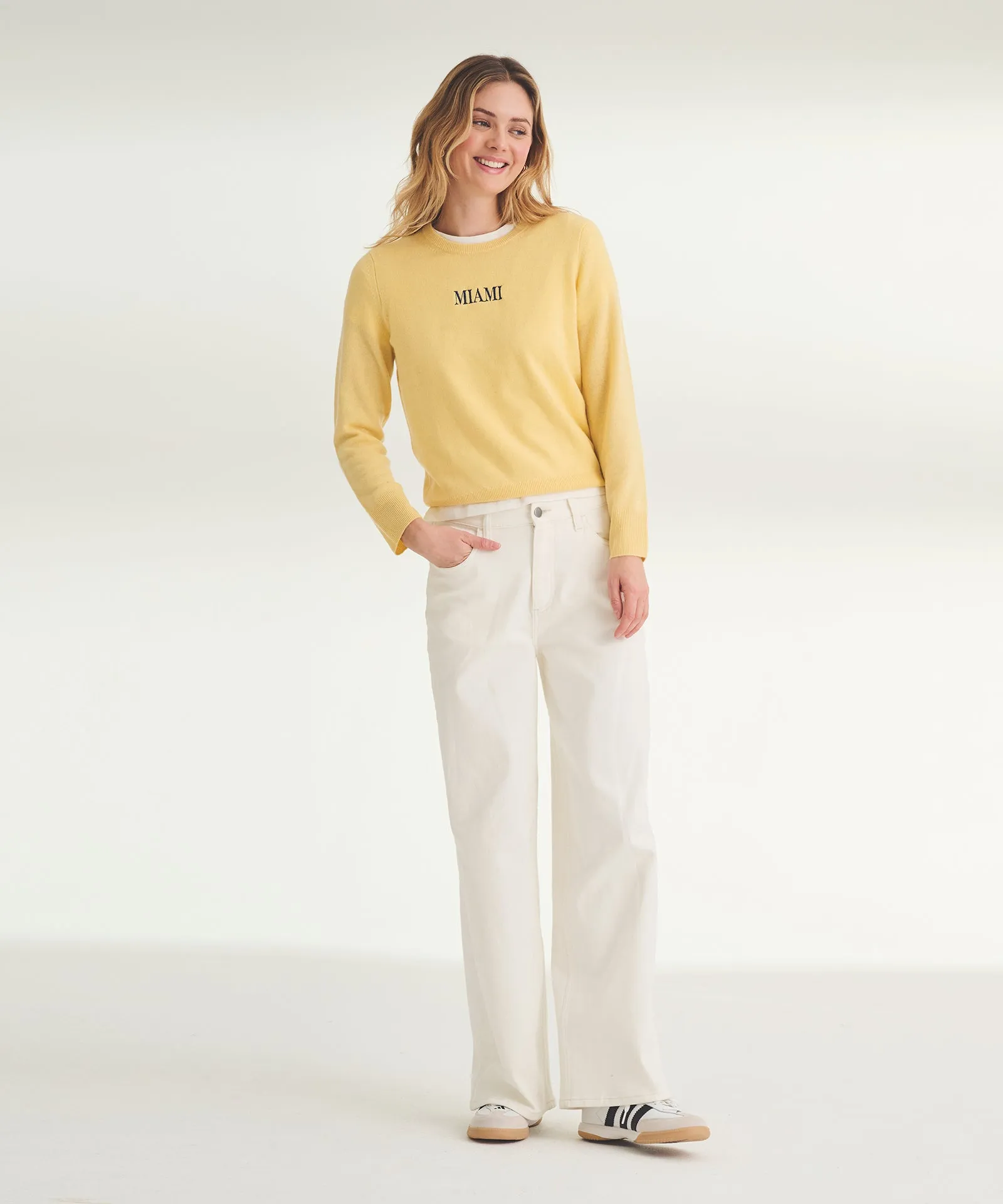 Women's Embroidered Miami Cashmere Sweater sold by Naadam product image thumbnail 3