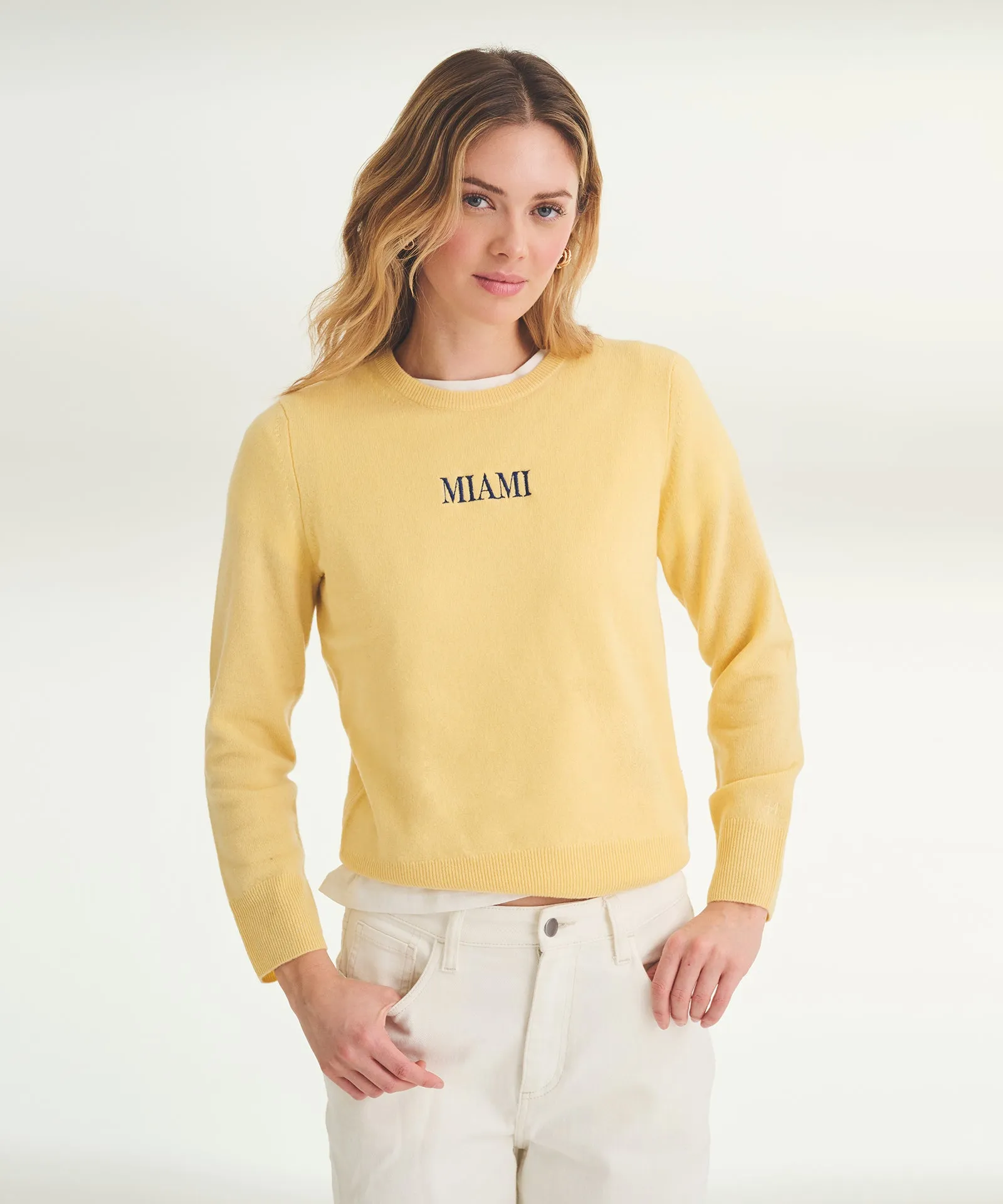 Women's Embroidered Miami Cashmere Sweater sold by Naadam product image thumbnail 2