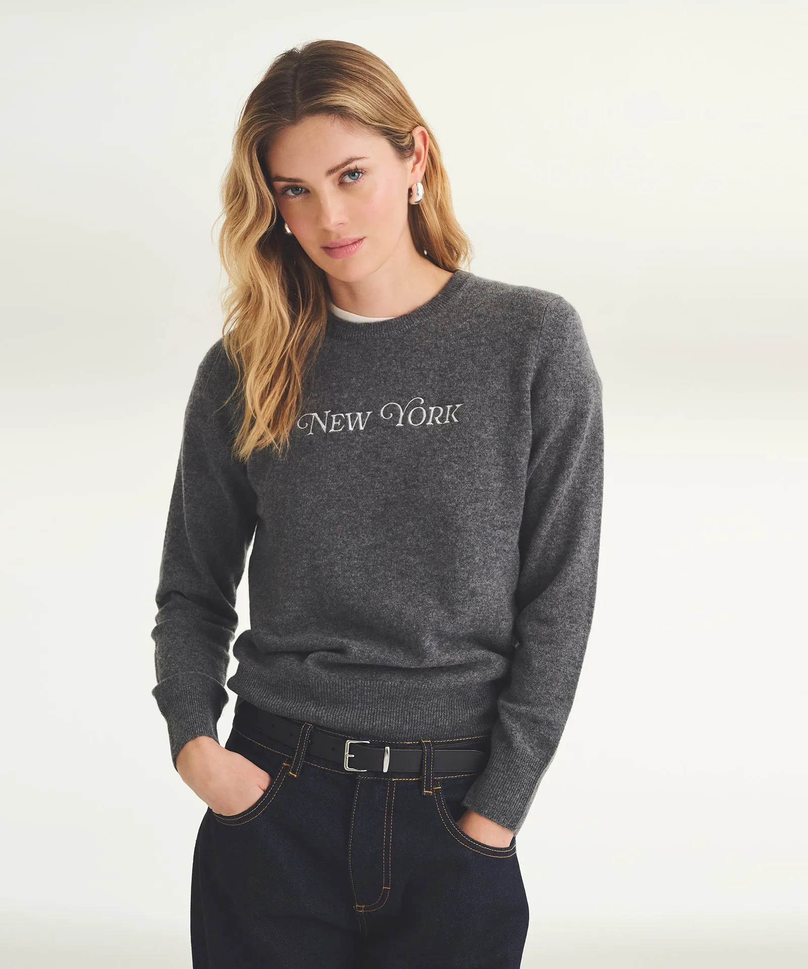 Women's Embroidered New York Cashmere Sweater sold by Naadam product image thumbnail 2