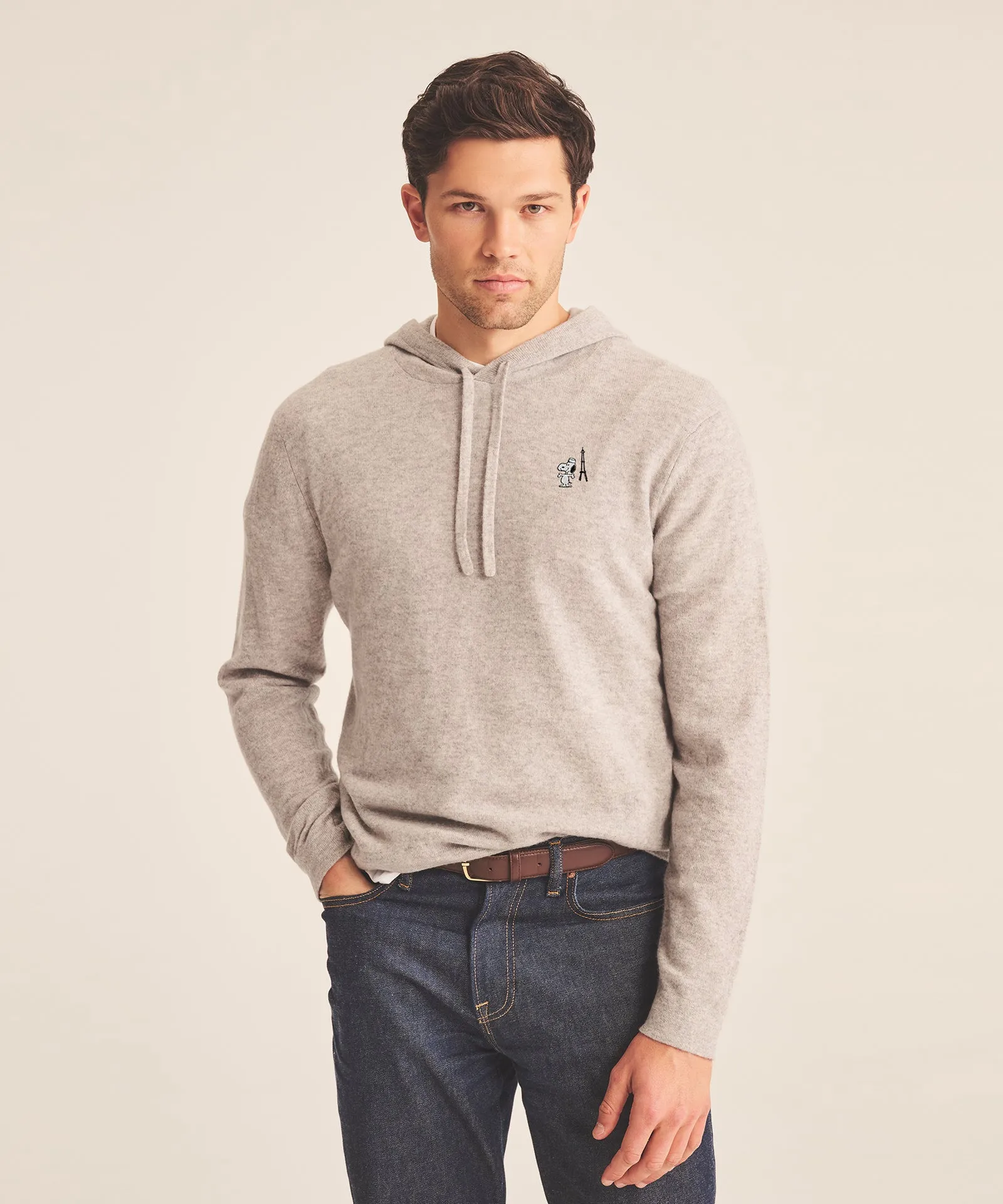 Men's Snoopy in Paris Cashmere Hoodie sold by Naadam