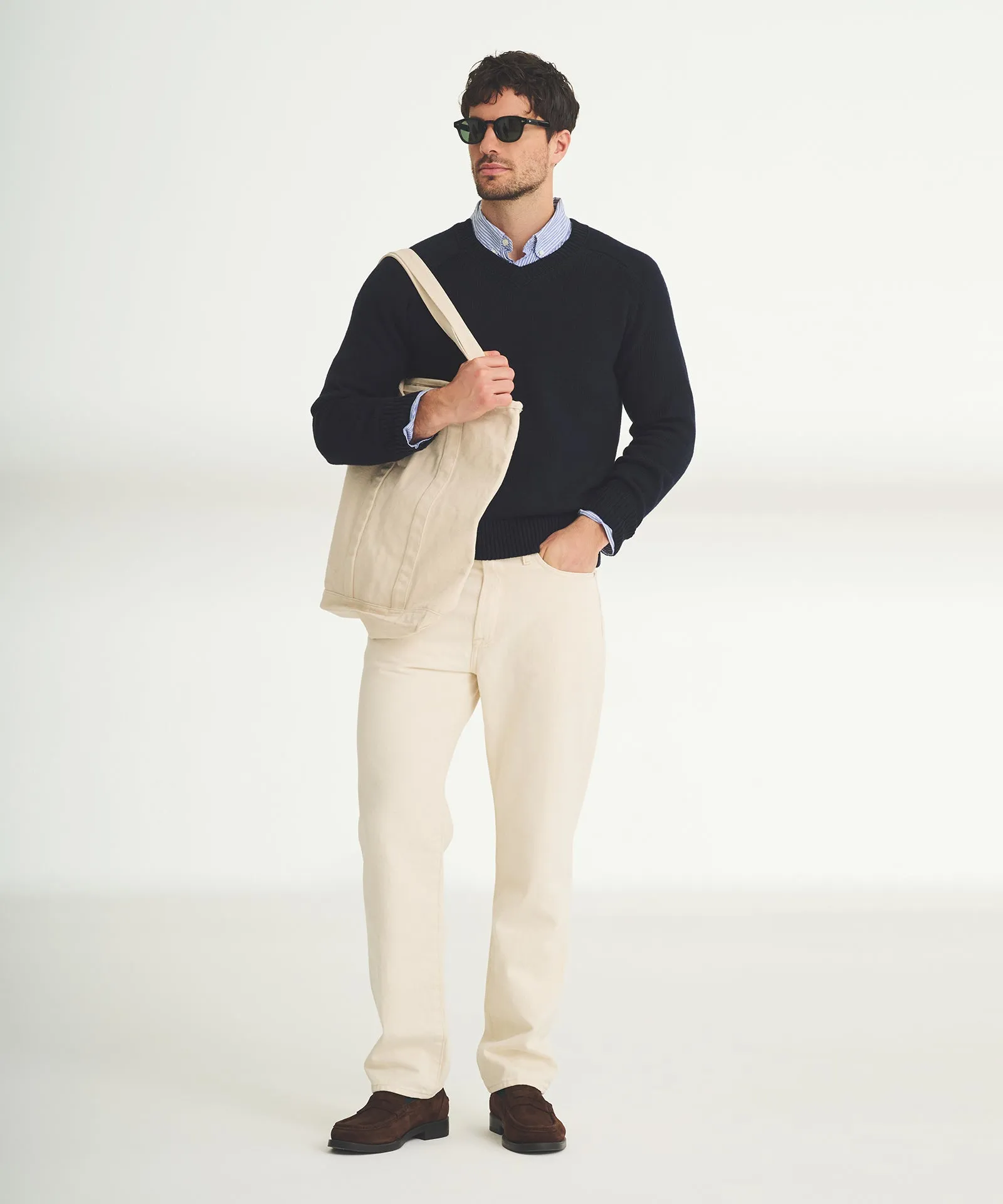 Cotton Relaxed V-Neck Sweater sold by NAADAM product image thumbnail 3