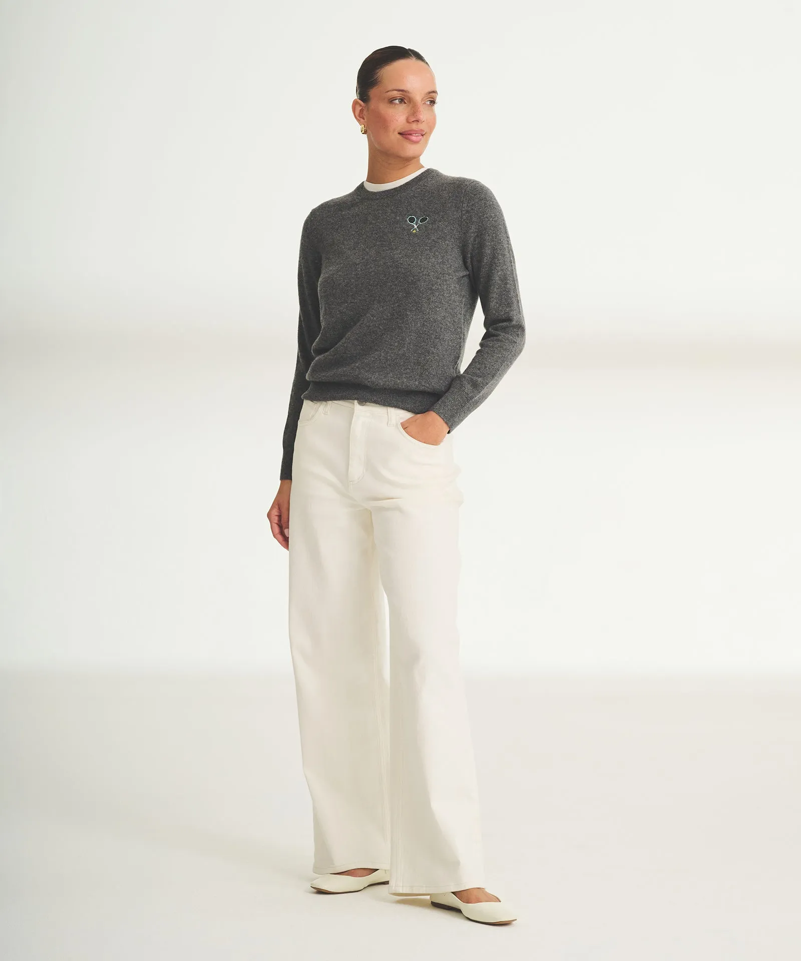 Women's Embroidered Tennis Cashmere Sweater sold by Naadam product image thumbnail 3