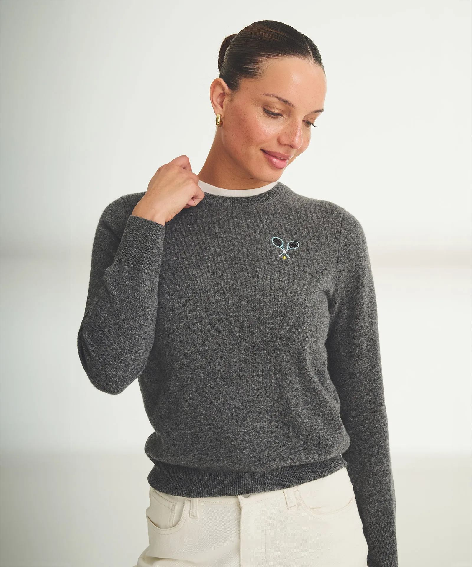 Women's Embroidered Tennis Cashmere Sweater sold by Naadam product image thumbnail 5