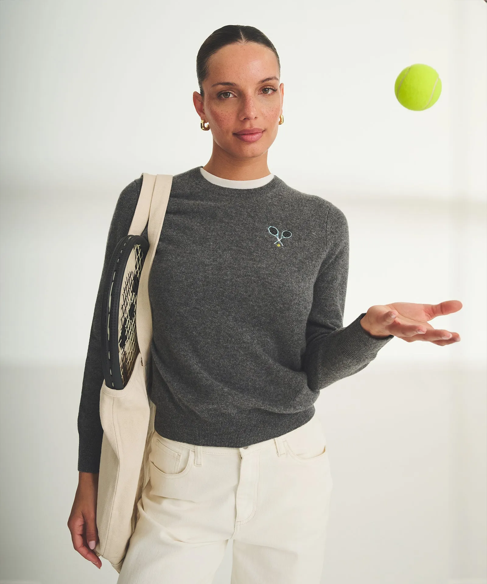 Women's Embroidered Tennis Cashmere Sweater sold by Naadam