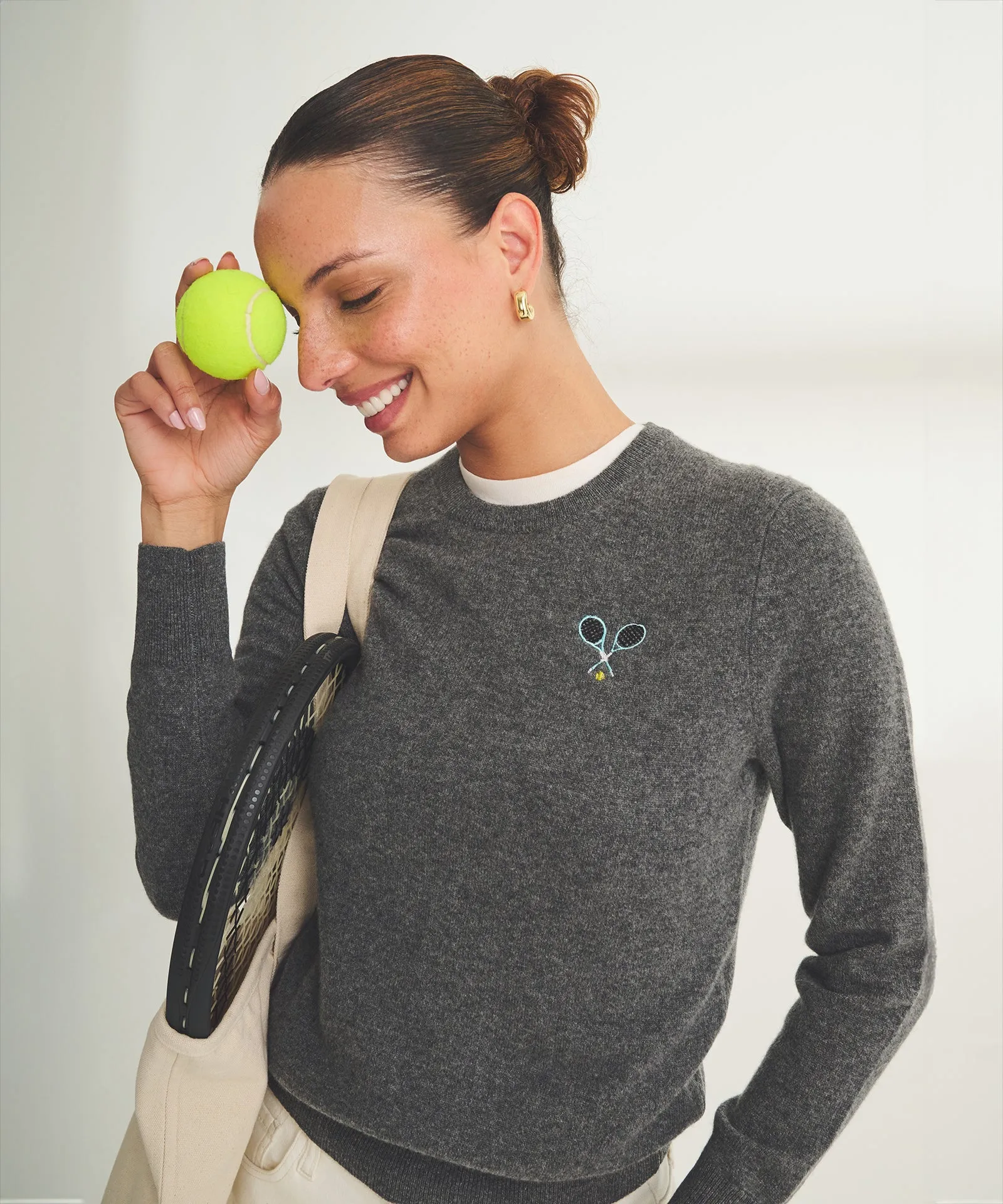 Women's Embroidered Tennis Cashmere Sweater sold by Naadam product image thumbnail 4