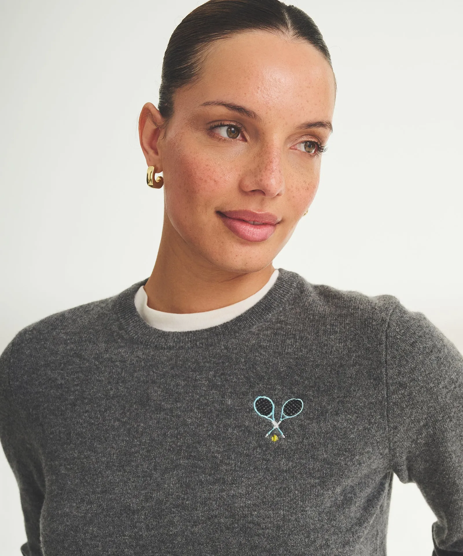 Women's Embroidered Tennis Cashmere Sweater sold by Naadam product image thumbnail 2