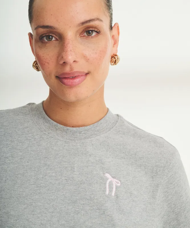 Women's Embroidered Bow Boxy Tee sold by Naadam