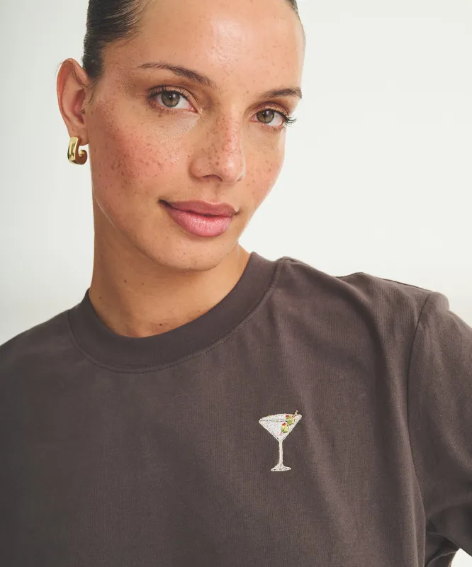 Women's Embroidered Martini Boxy Tee sold by Naadam