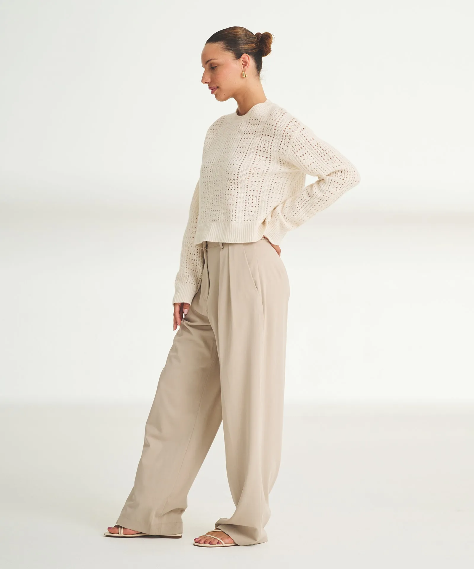 Novelty Cashmere Crochet Crewneck sold by Naadam product image thumbnail 4