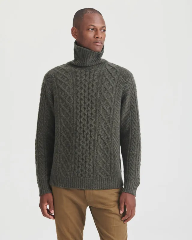 Super Luxe Cashmere Fisherman Cable Turtleneck sold by NAADAM